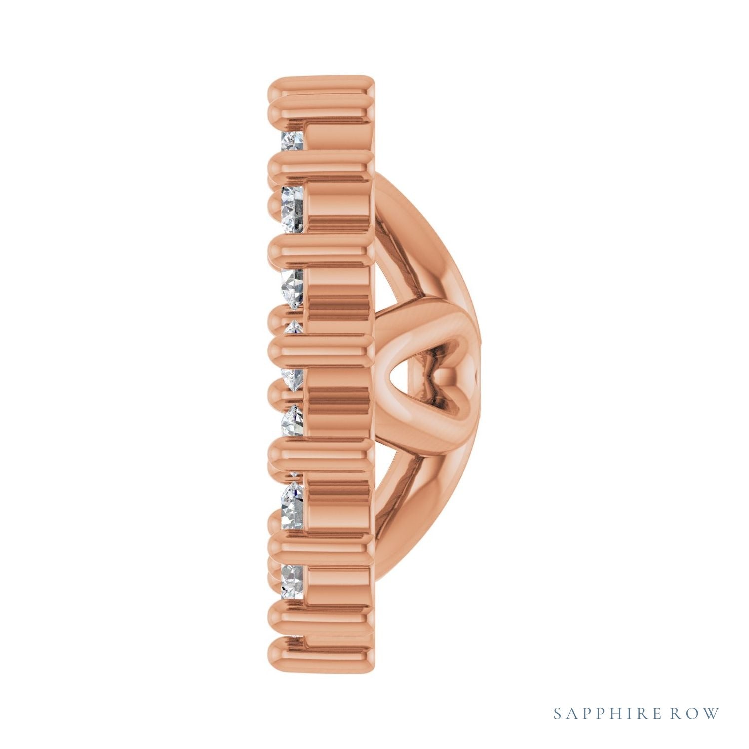 Sapphire Row Natural Diamond 3-Prong Halo Jacket Earrings - 14K Rose Gold, 5 mm (view 3)