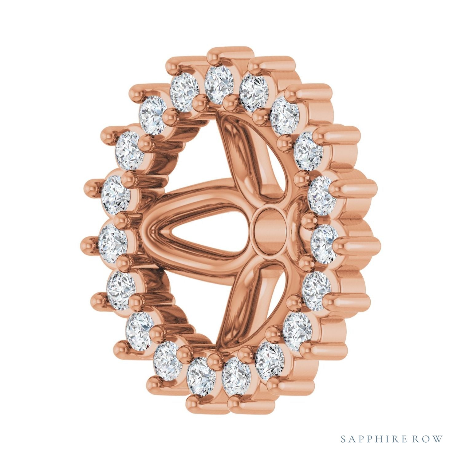 Sapphire Row Natural Diamond 3-Prong Halo Jacket Earrings - 14K Rose Gold, 6 mm (view 2)