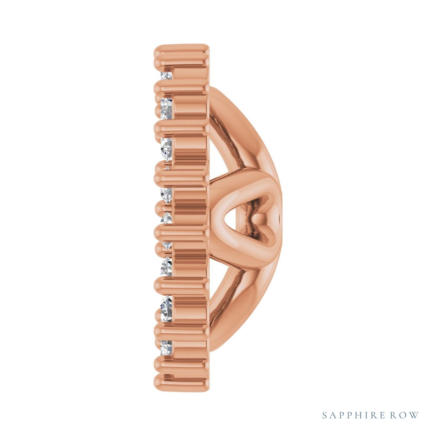 Sapphire Row Natural Diamond 3-Prong Halo Jacket Earrings - 14K Rose Gold, 6 mm (view 3)