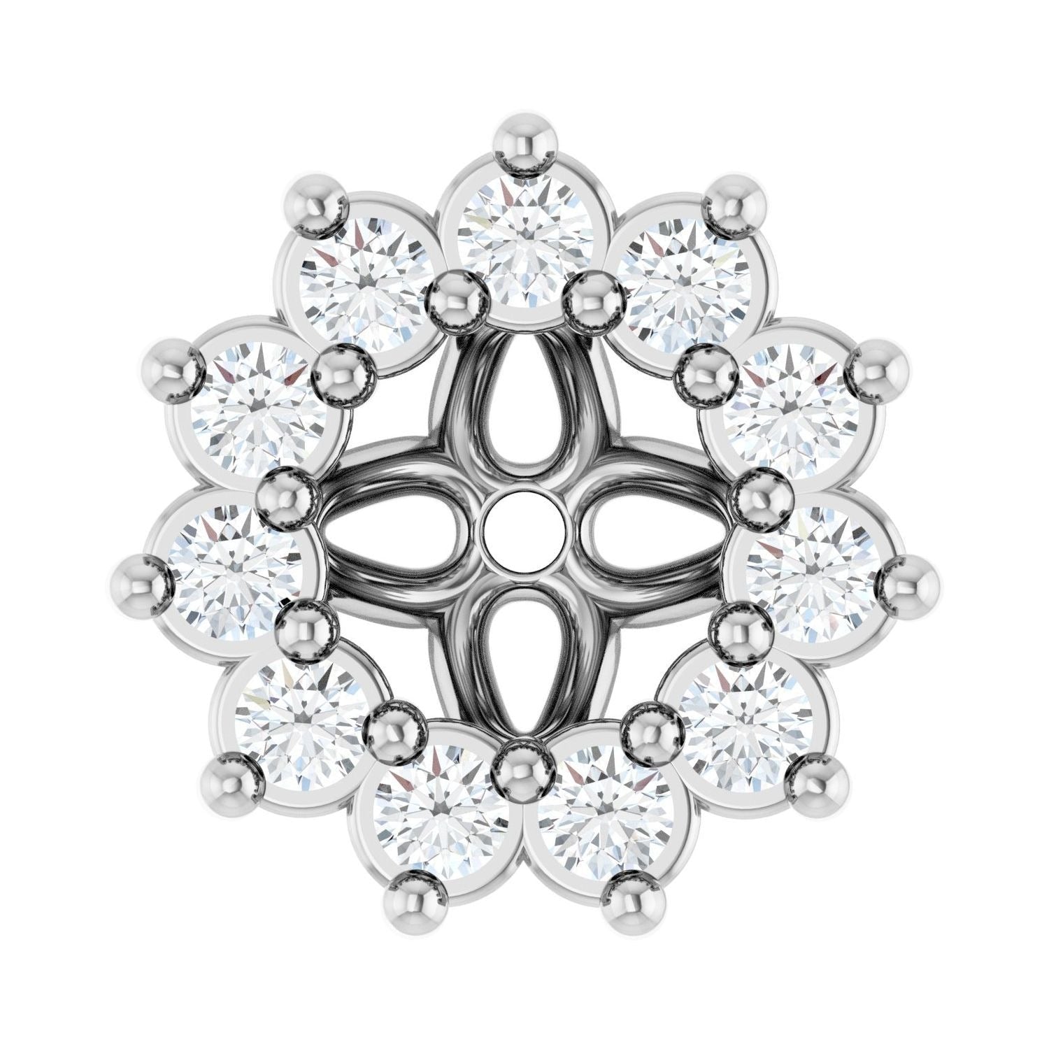 Sapphire Row Natural Diamond 3-Prong Halo Jacket Earrings - 14K White Gold, 3 mm