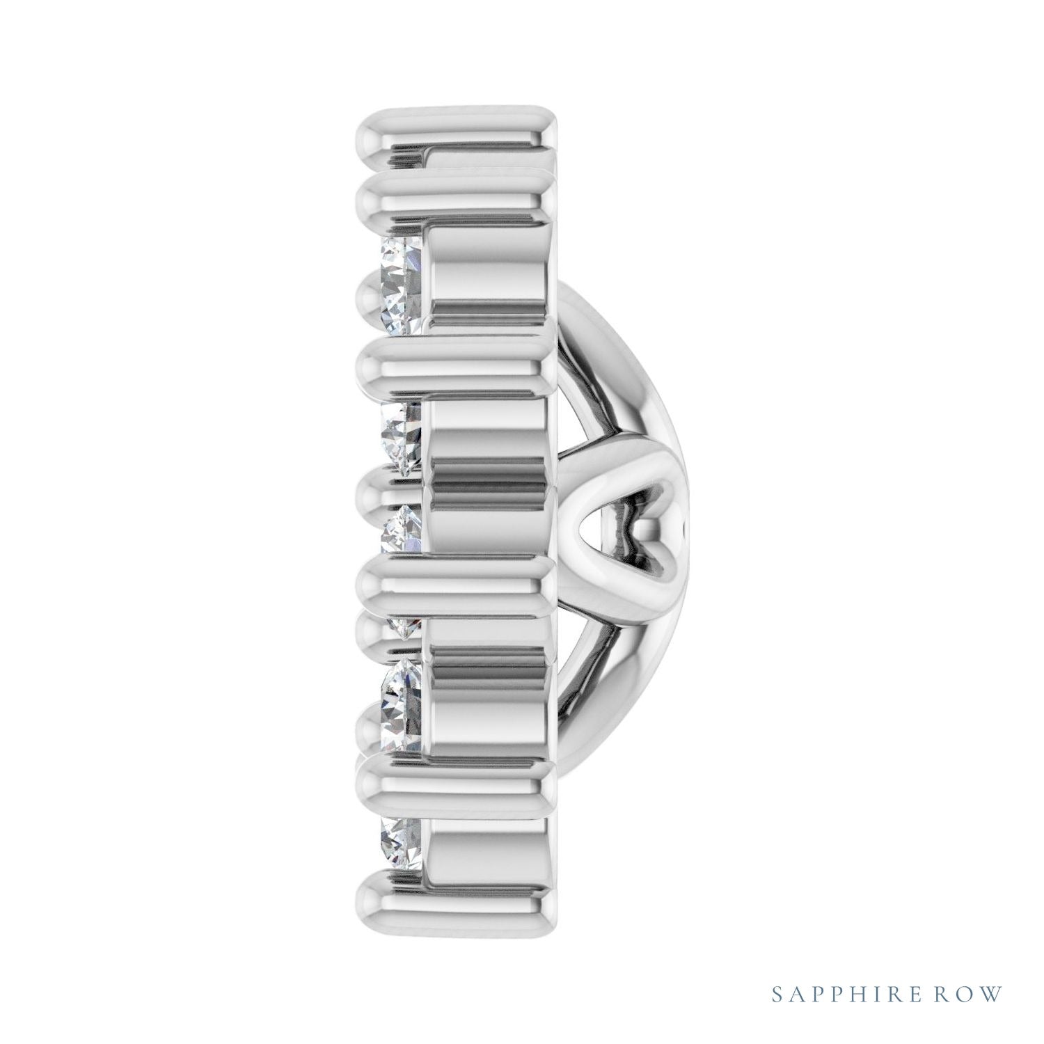 Sapphire Row Natural Diamond 3-Prong Halo Jacket Earrings - 14K White Gold, 3 mm (view 3)