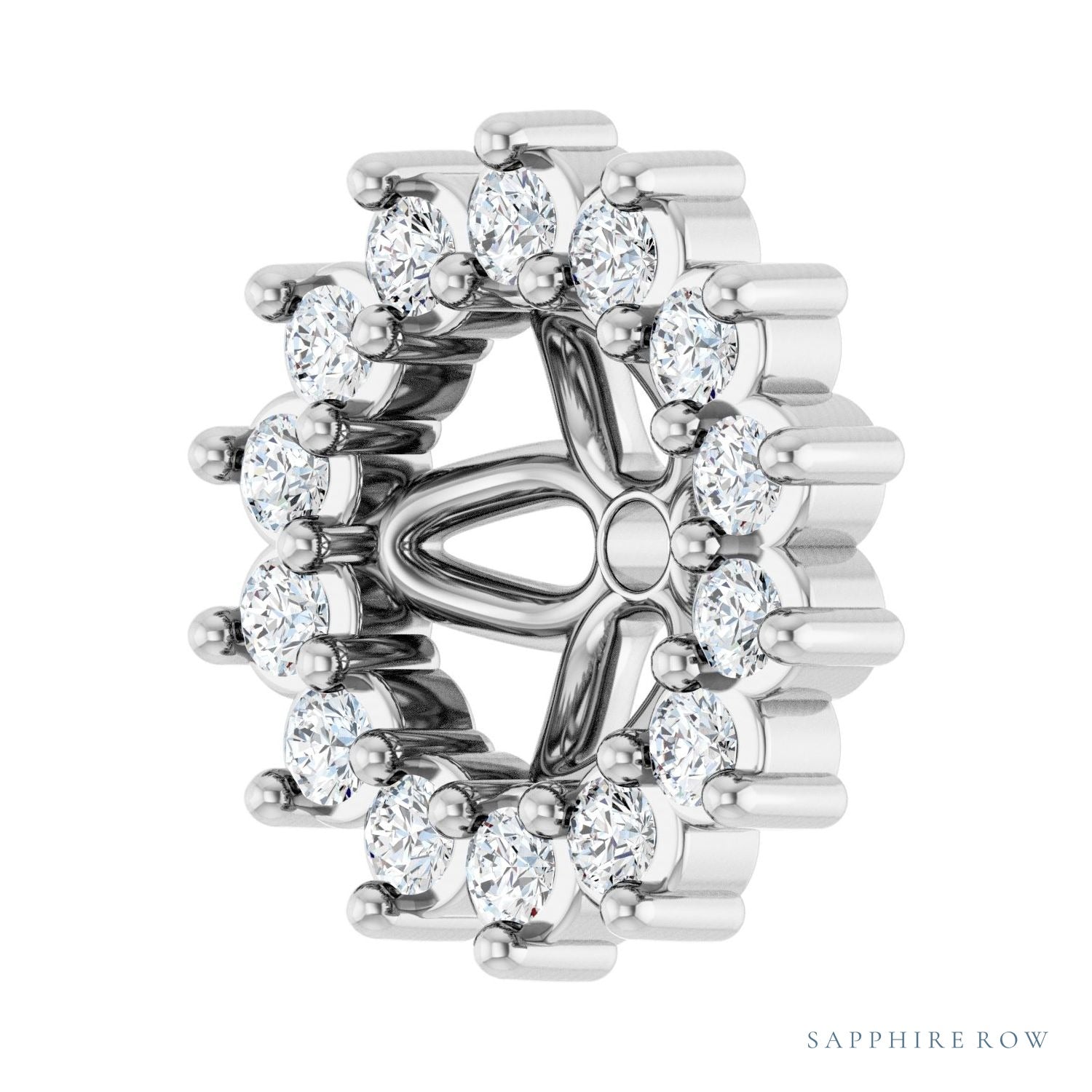 Sapphire Row Natural Diamond 3-Prong Halo Jacket Earrings - 14K White Gold, 4 mm (view 2)
