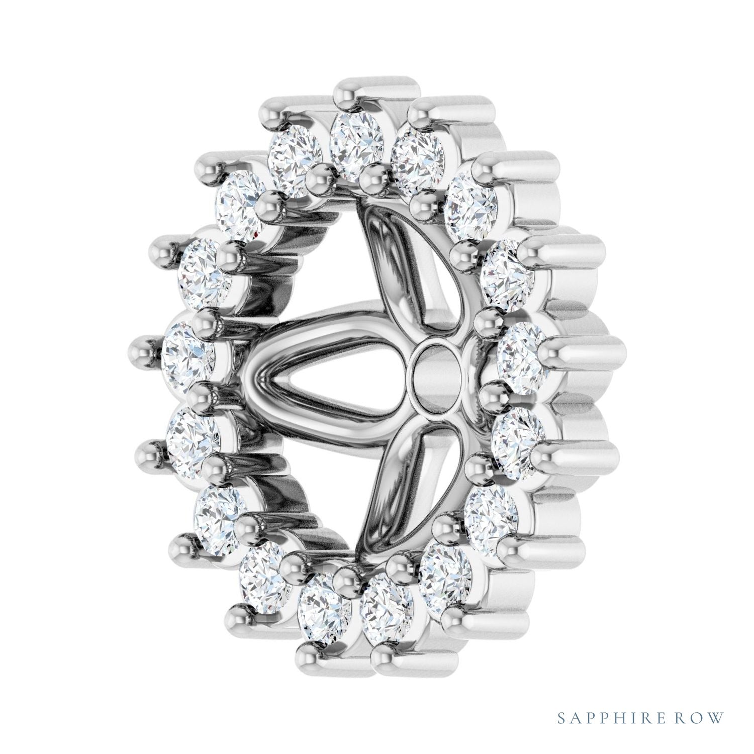 Sapphire Row Natural Diamond 3-Prong Halo Jacket Earrings - 14K White Gold, 5 mm (view 2)