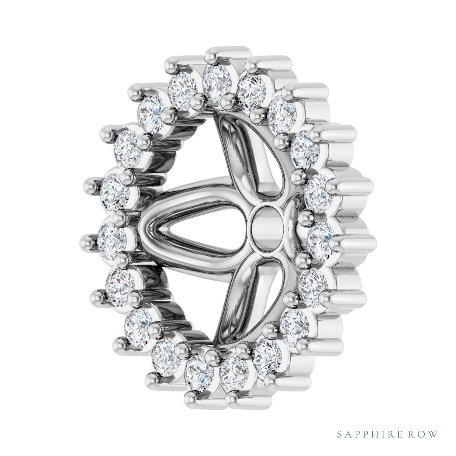 Sapphire Row Natural Diamond 3-Prong Halo Jacket Earrings - 14K White Gold, 6 mm (view 2)