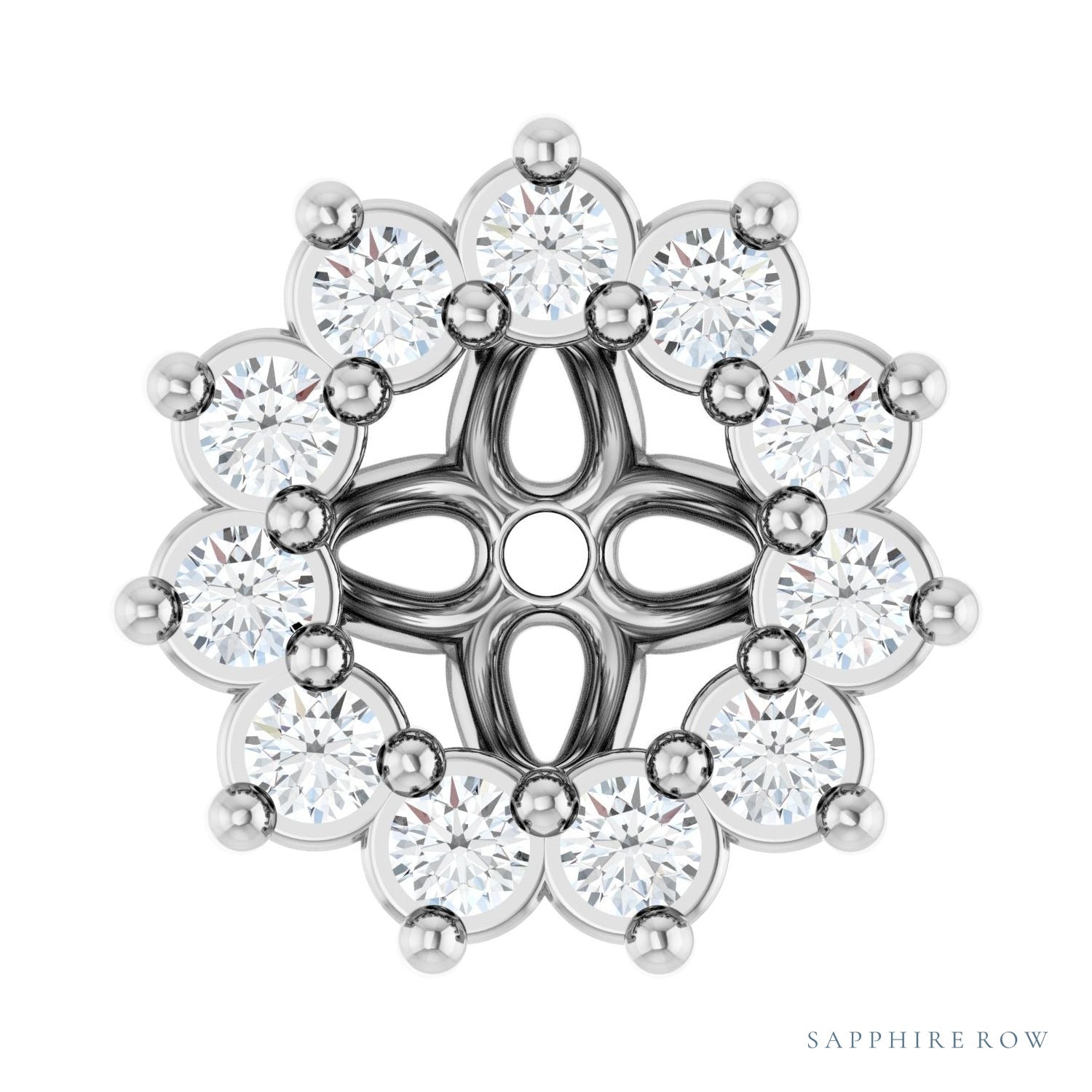 Sapphire Row Natural Diamond 3-Prong Halo Jacket Earrings - Platinum, 3 mm