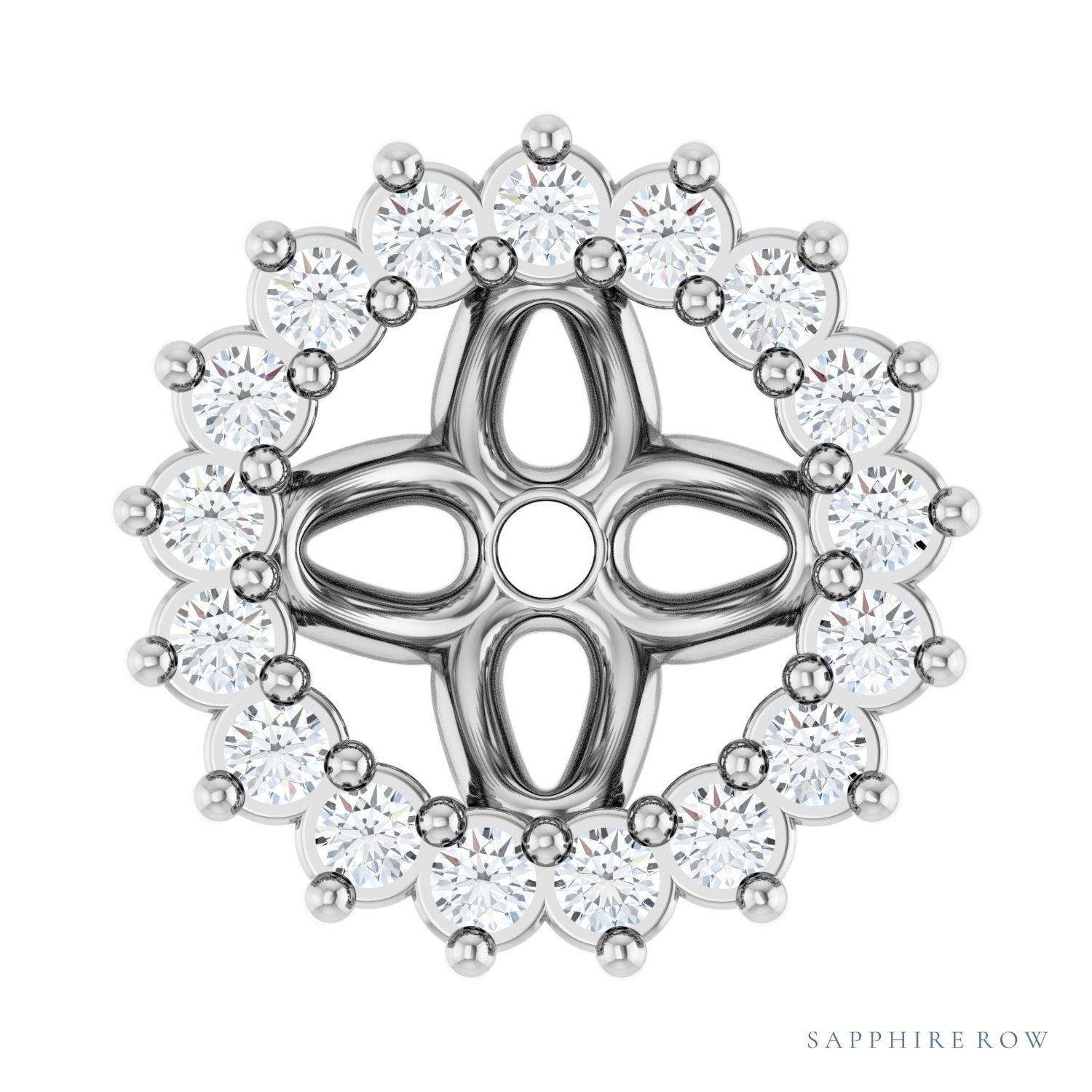 Sapphire Row Natural Diamond 3-Prong Halo Jacket Earrings - Platinum, 5 mm