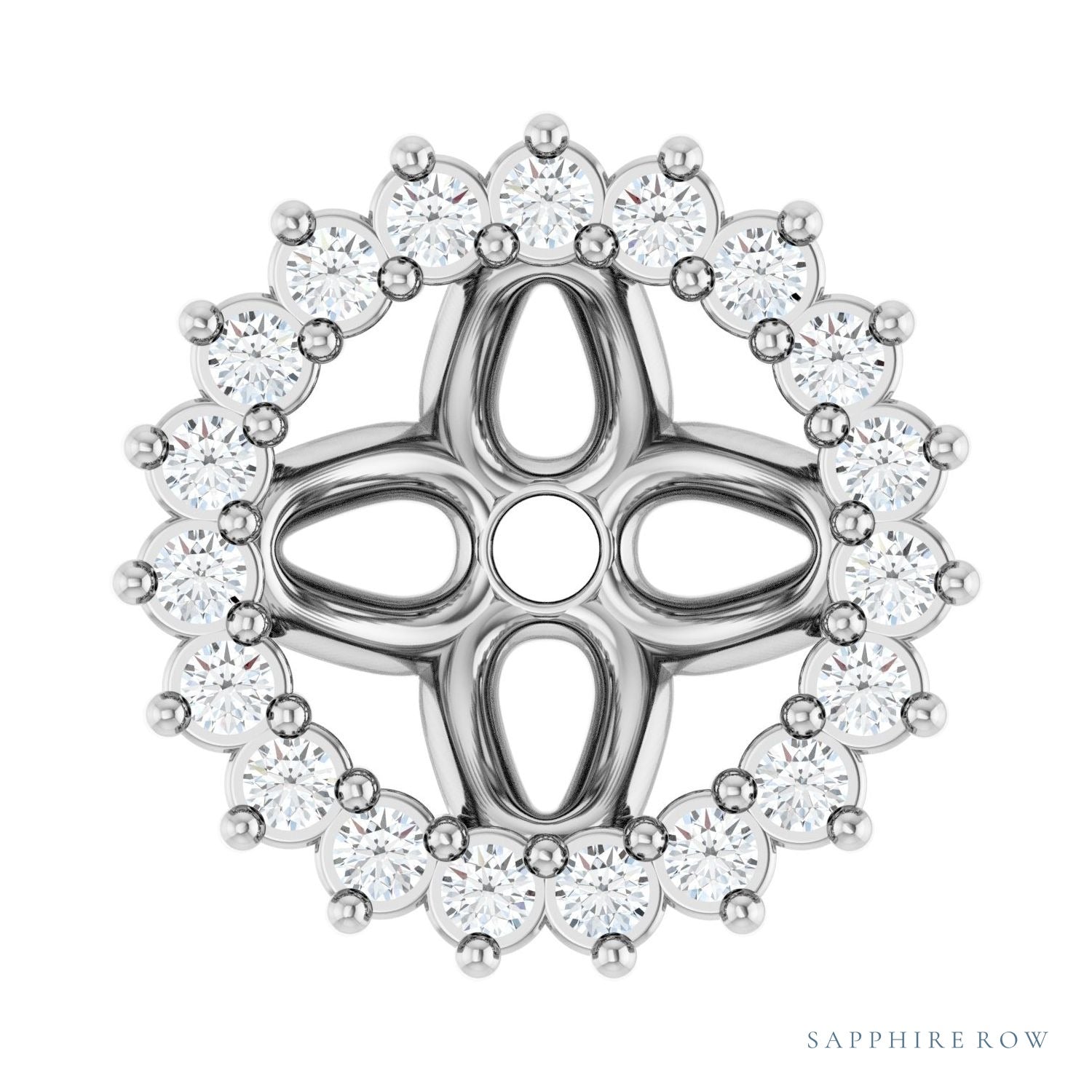 Sapphire Row Natural Diamond 3-Prong Halo Jacket Earrings - Platinum, 6 mm