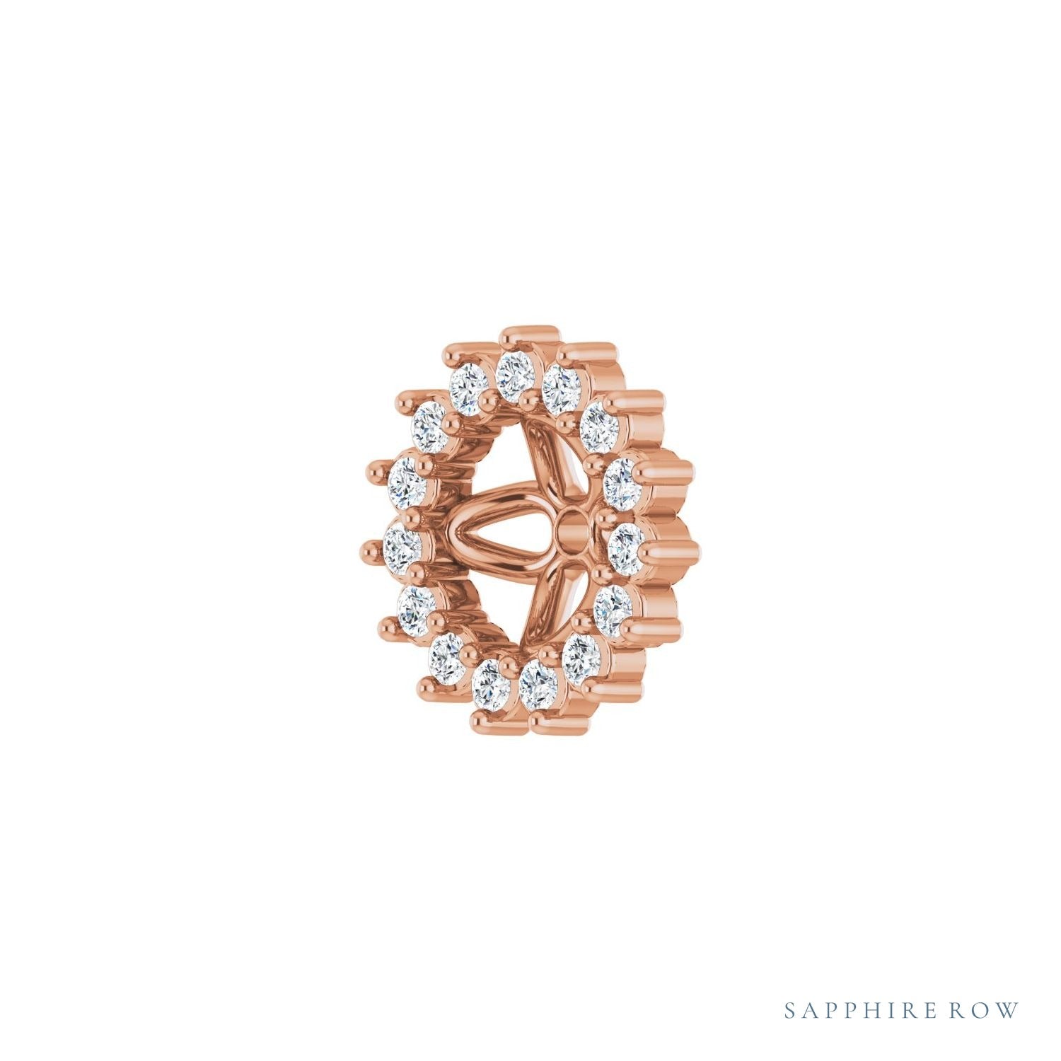 Sapphire Row Natural Diamond 3-Prong Halo Jacket Earrings - 14K Rose Gold, 4.5 mm (view 2)