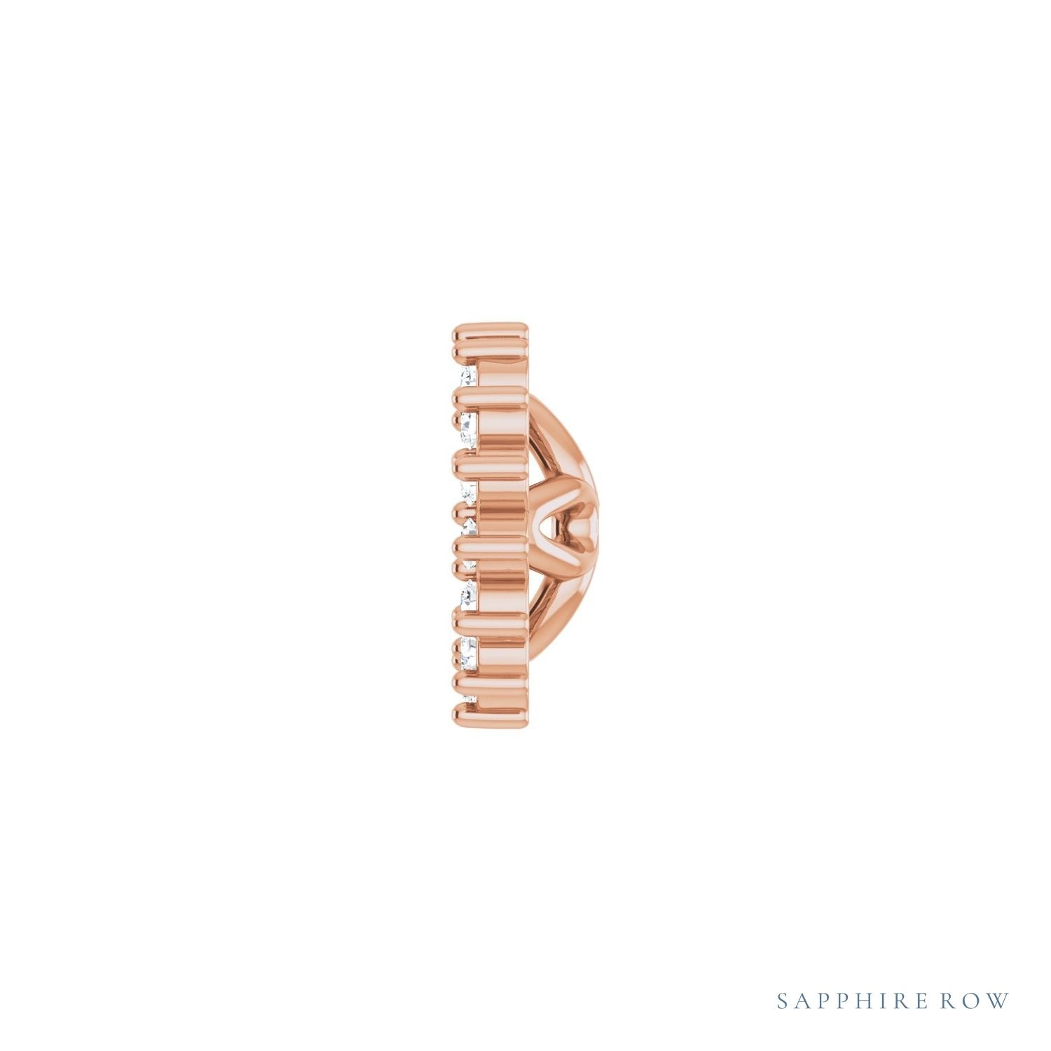 Sapphire Row Natural Diamond 3-Prong Halo Jacket Earrings - 14K Rose Gold, 4.5 mm (view 3)