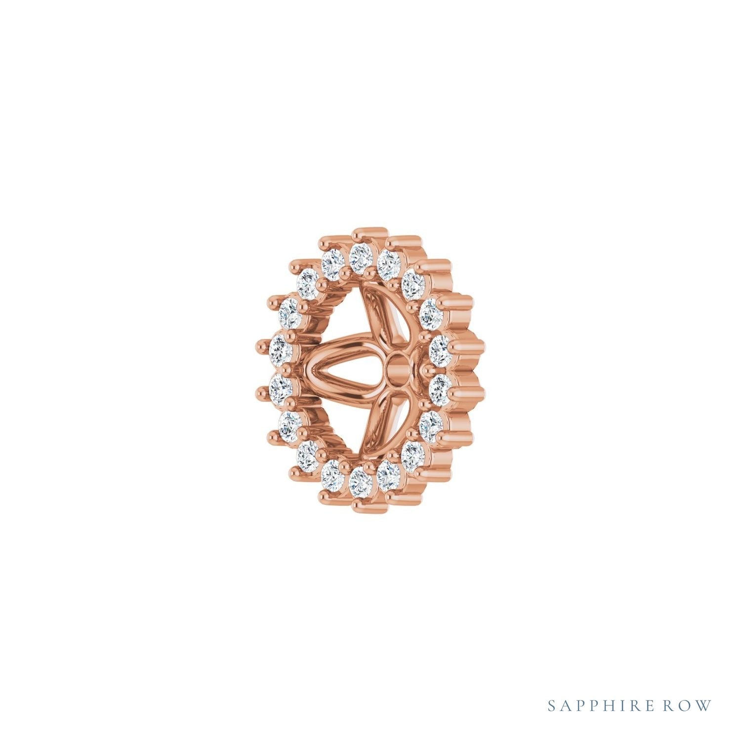 Sapphire Row Natural Diamond 3-Prong Halo Jacket Earrings - 14K Rose Gold, 5.5 mm (view 2)