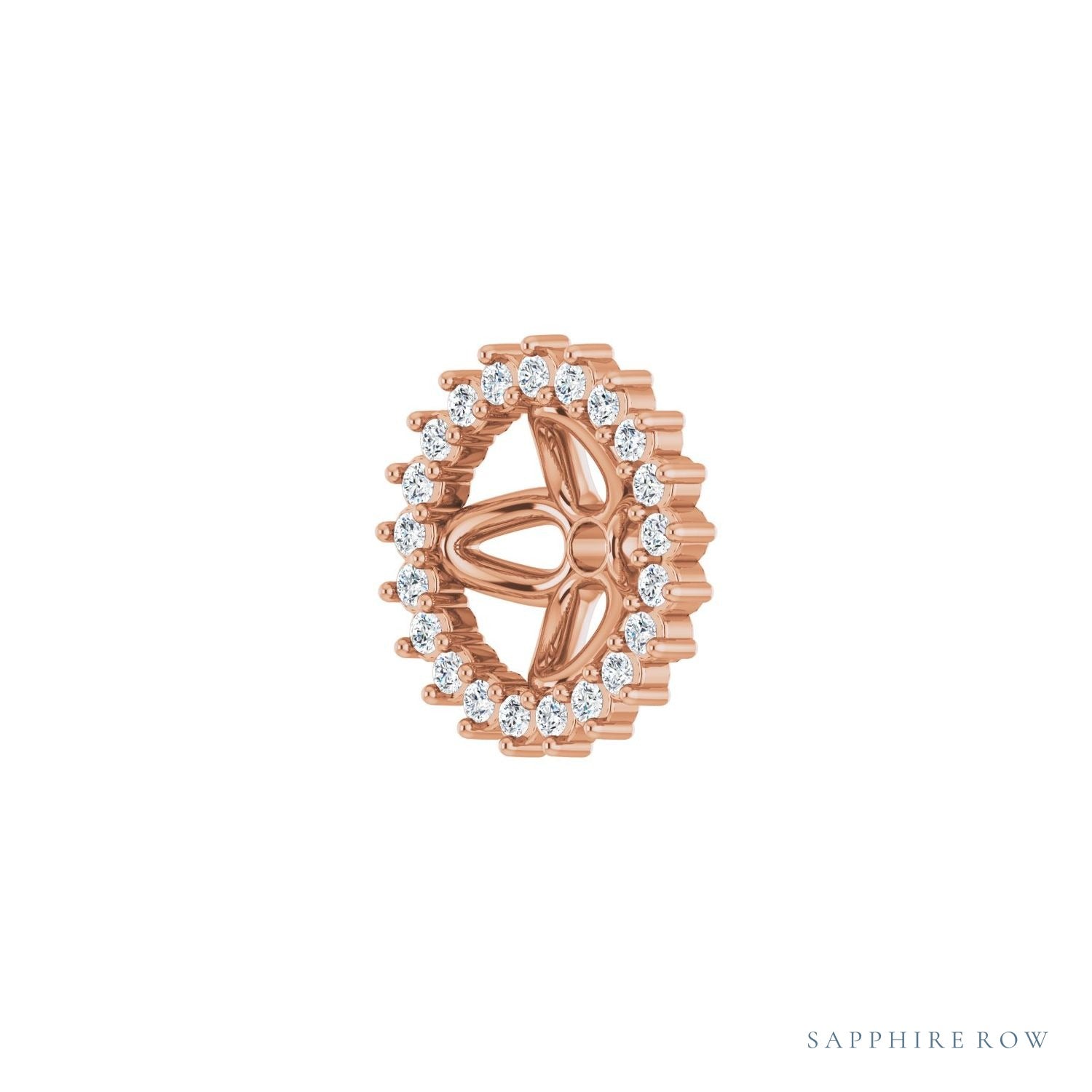 Sapphire Row Natural Diamond 3-Prong Halo Jacket Earrings - 14K Rose Gold, 6.5 mm (view 2)