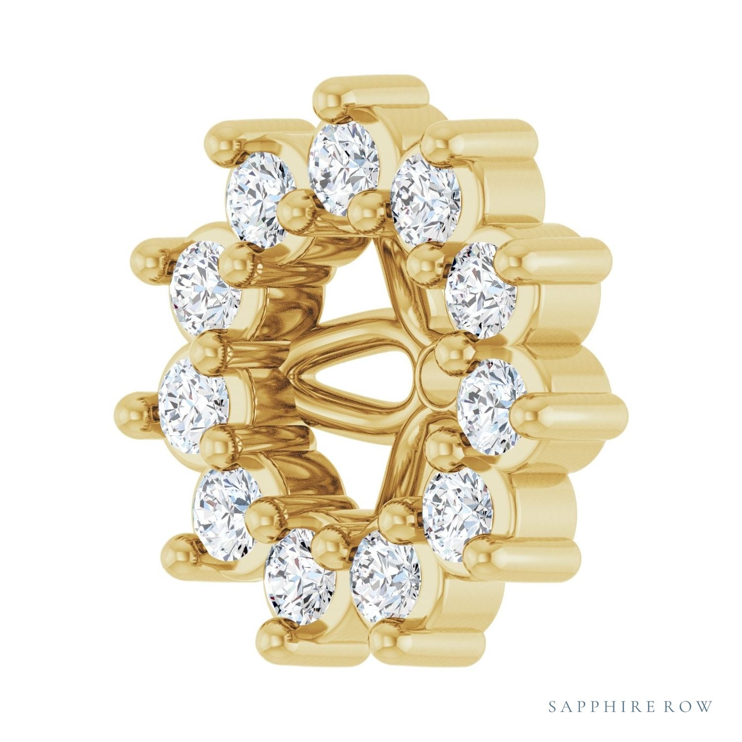 Sapphire Row Natural Diamond 3-Prong Halo Jacket Earrings - 14K Yellow Gold, 3 mm (view 2)
