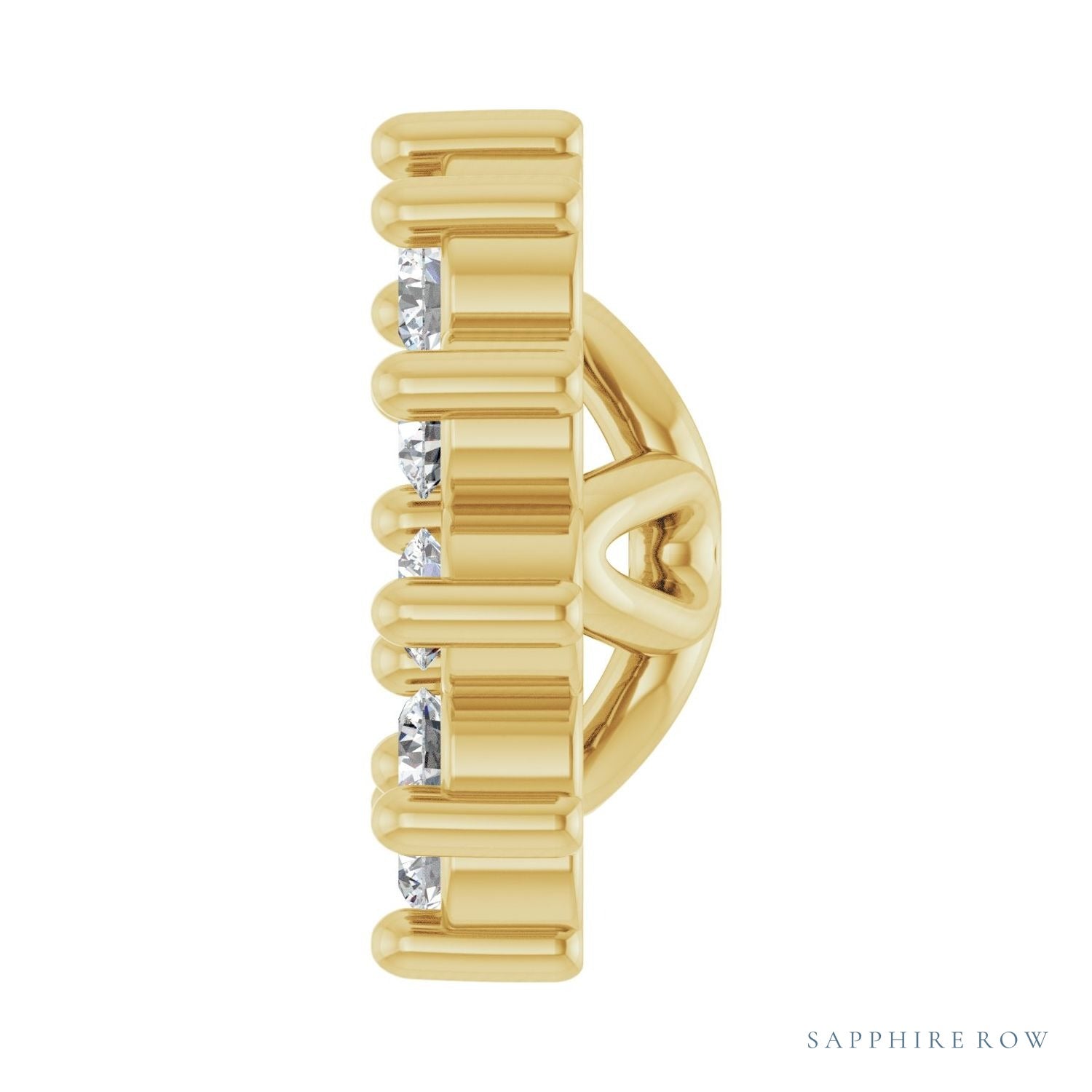 Sapphire Row Natural Diamond 3-Prong Halo Jacket Earrings - 14K Yellow Gold, 3 mm (view 3)
