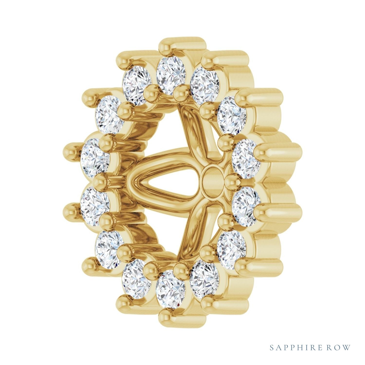 Sapphire Row Natural Diamond 3-Prong Halo Jacket Earrings - 14K Yellow Gold, 4 mm (view 2)