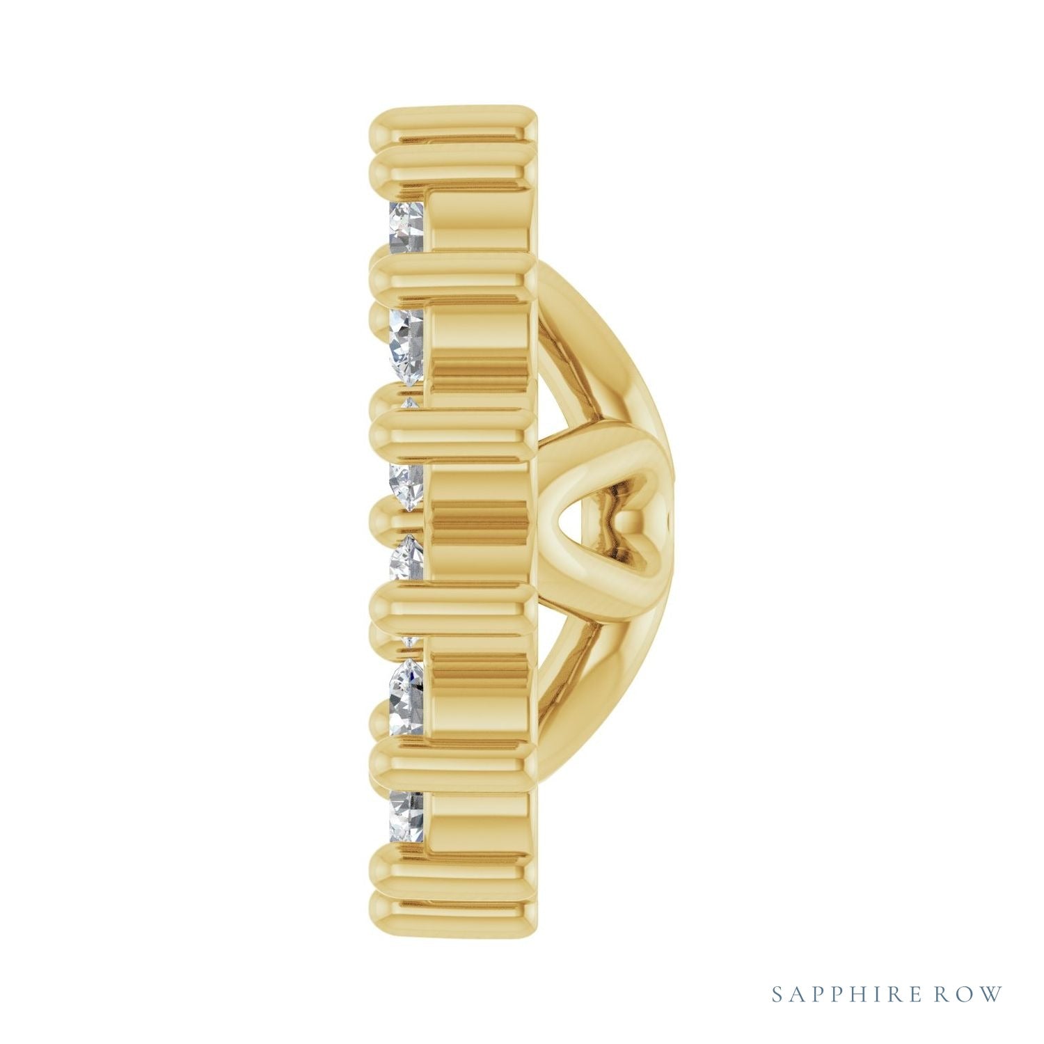 Sapphire Row Natural Diamond 3-Prong Halo Jacket Earrings - 14K Yellow Gold, 4 mm (view 3)