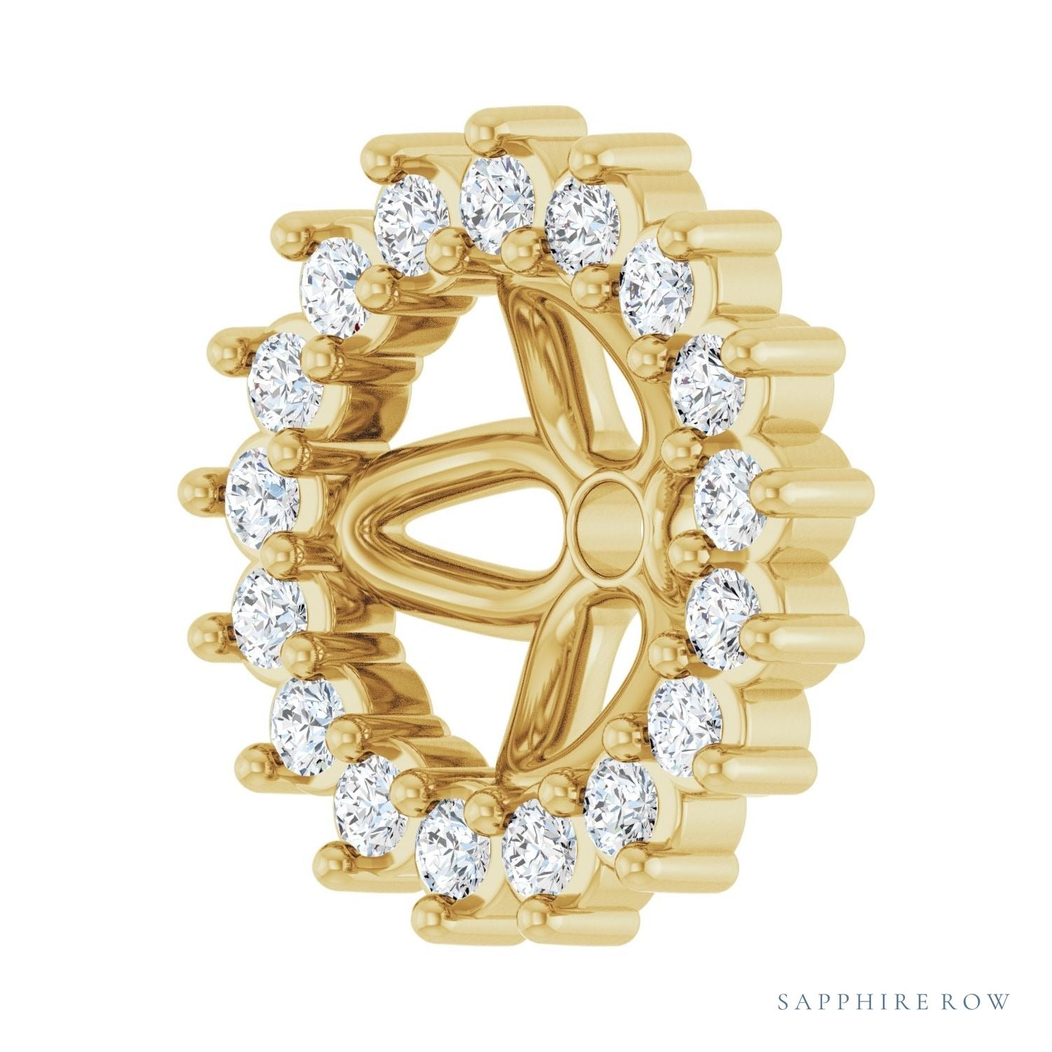 Sapphire Row Natural Diamond 3-Prong Halo Jacket Earrings - 14K Yellow Gold, 5 mm (view 2)