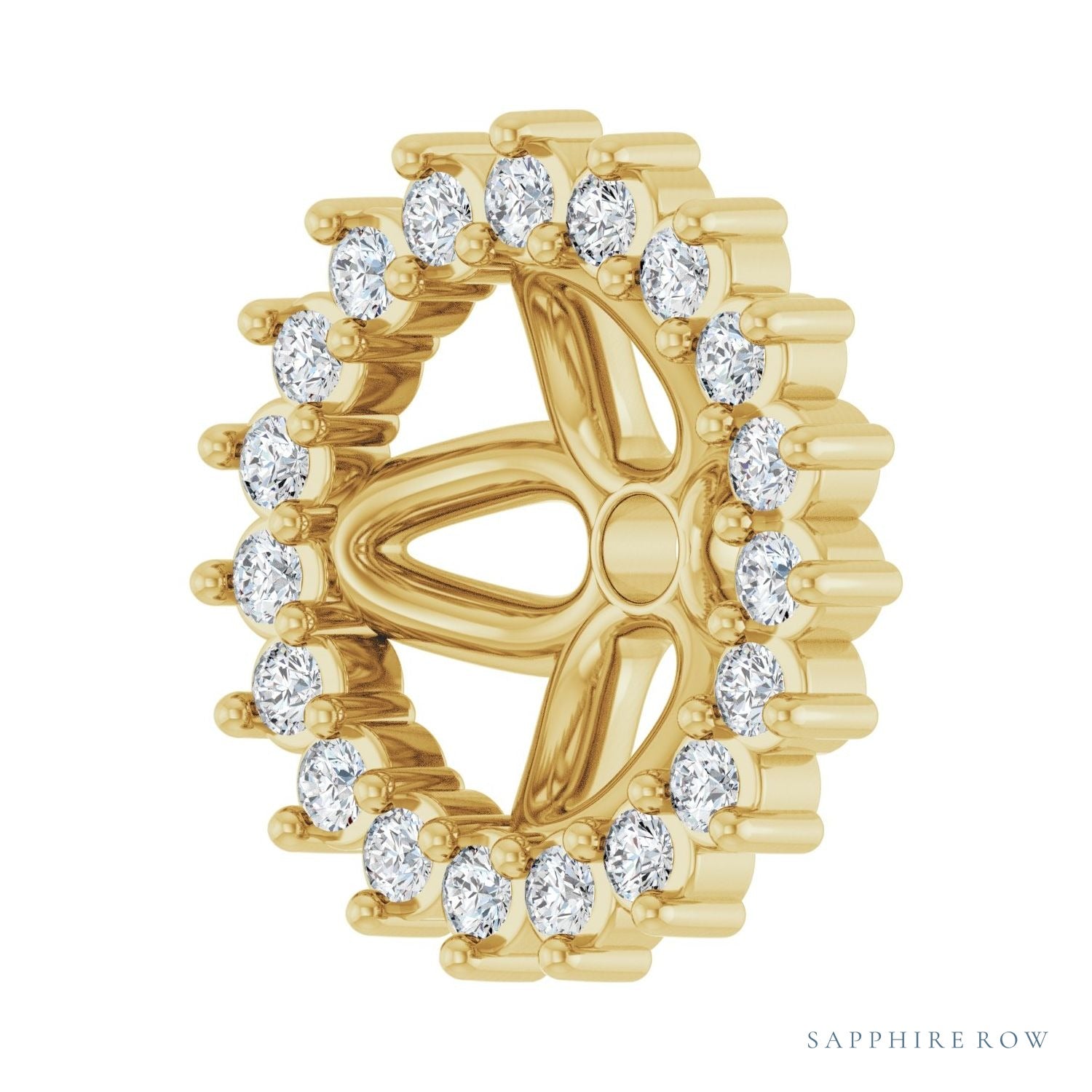 Sapphire Row Natural Diamond 3-Prong Halo Jacket Earrings - 14K Yellow Gold, 6 mm (view 2)