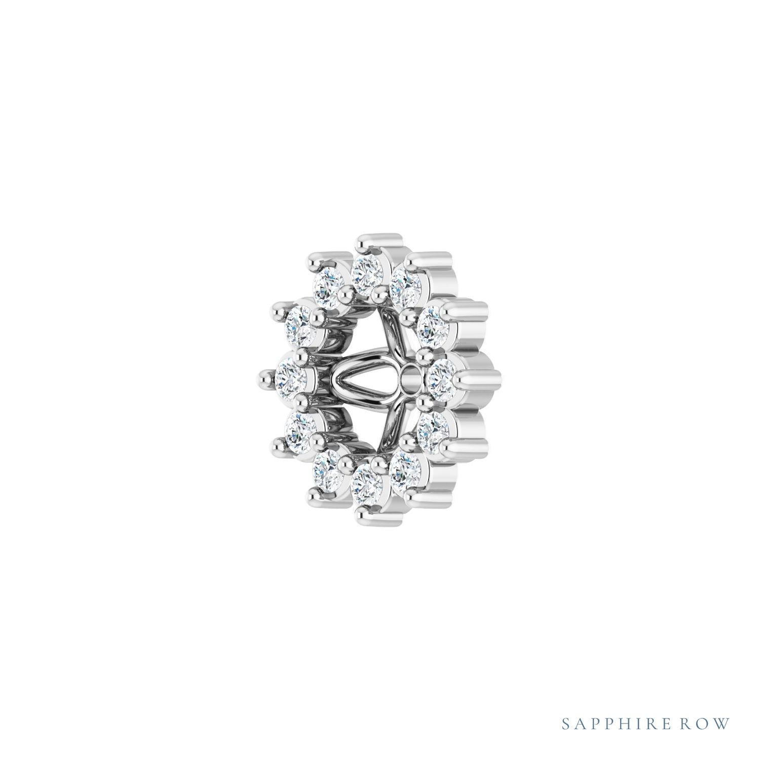 Sapphire Row Natural Diamond 3-Prong Halo Jacket Earrings - 14K White Gold, 3.5 mm (view 2)