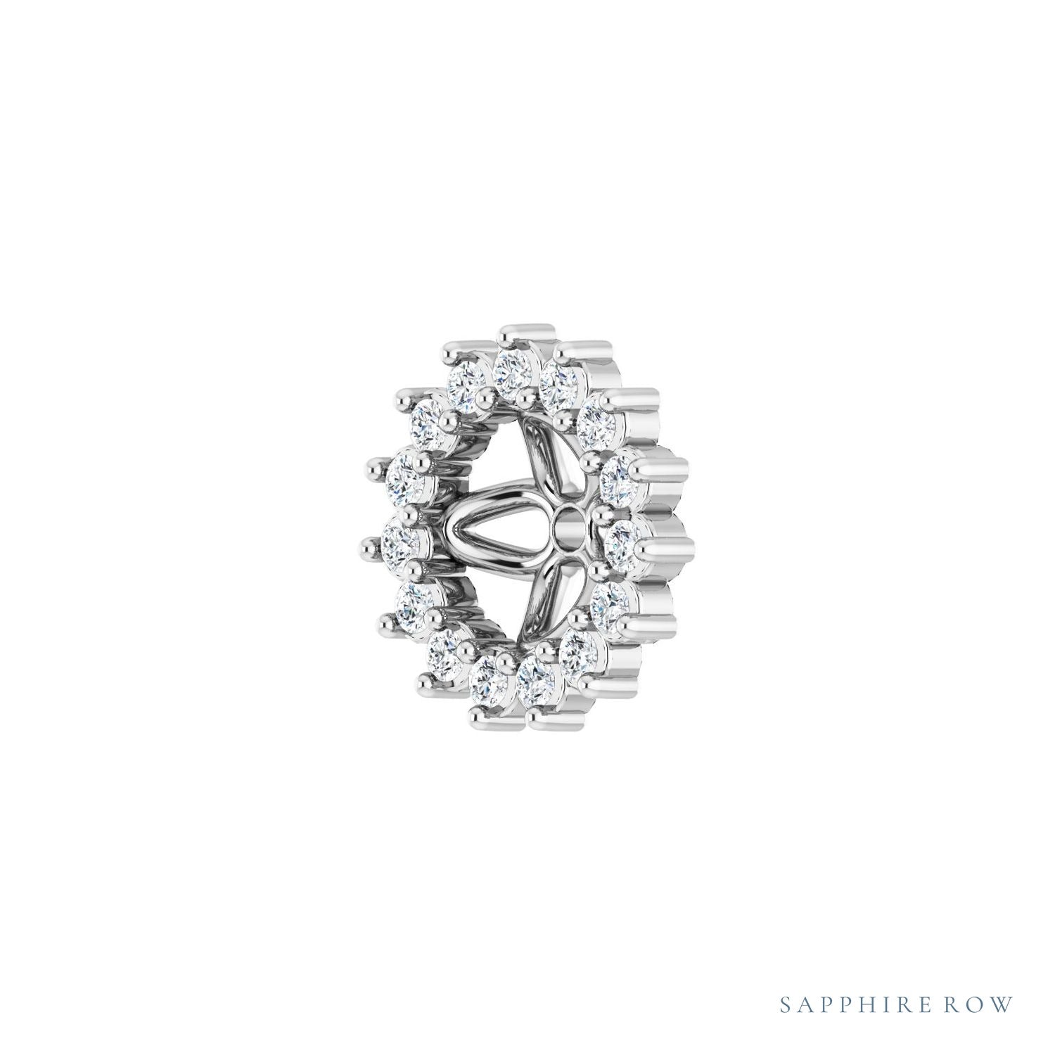 Sapphire Row Natural Diamond 3-Prong Halo Jacket Earrings - 14K White Gold, 4.5 mm (view 2)