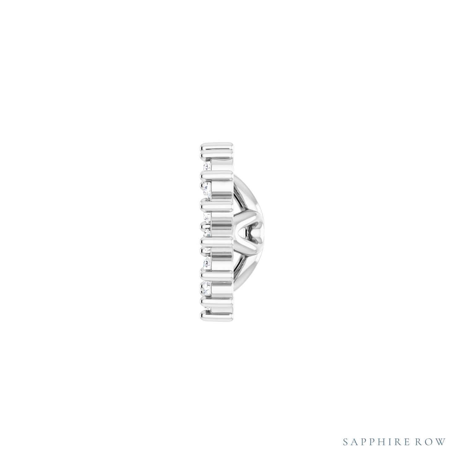 Sapphire Row Natural Diamond 3-Prong Halo Jacket Earrings - 14K White Gold, 4.5 mm (view 3)