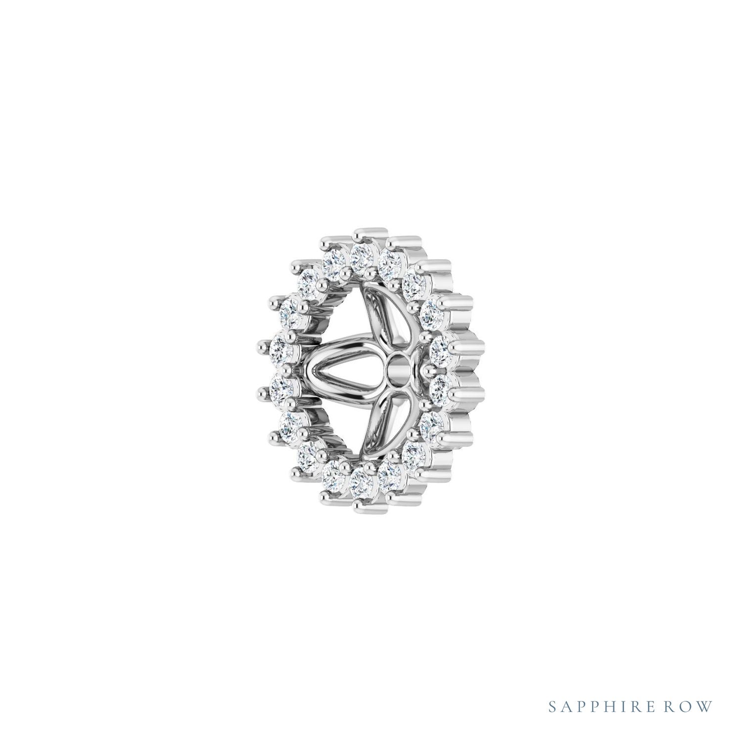 Sapphire Row Natural Diamond 3-Prong Halo Jacket Earrings - 14K White Gold, 5.5 mm (view 2)