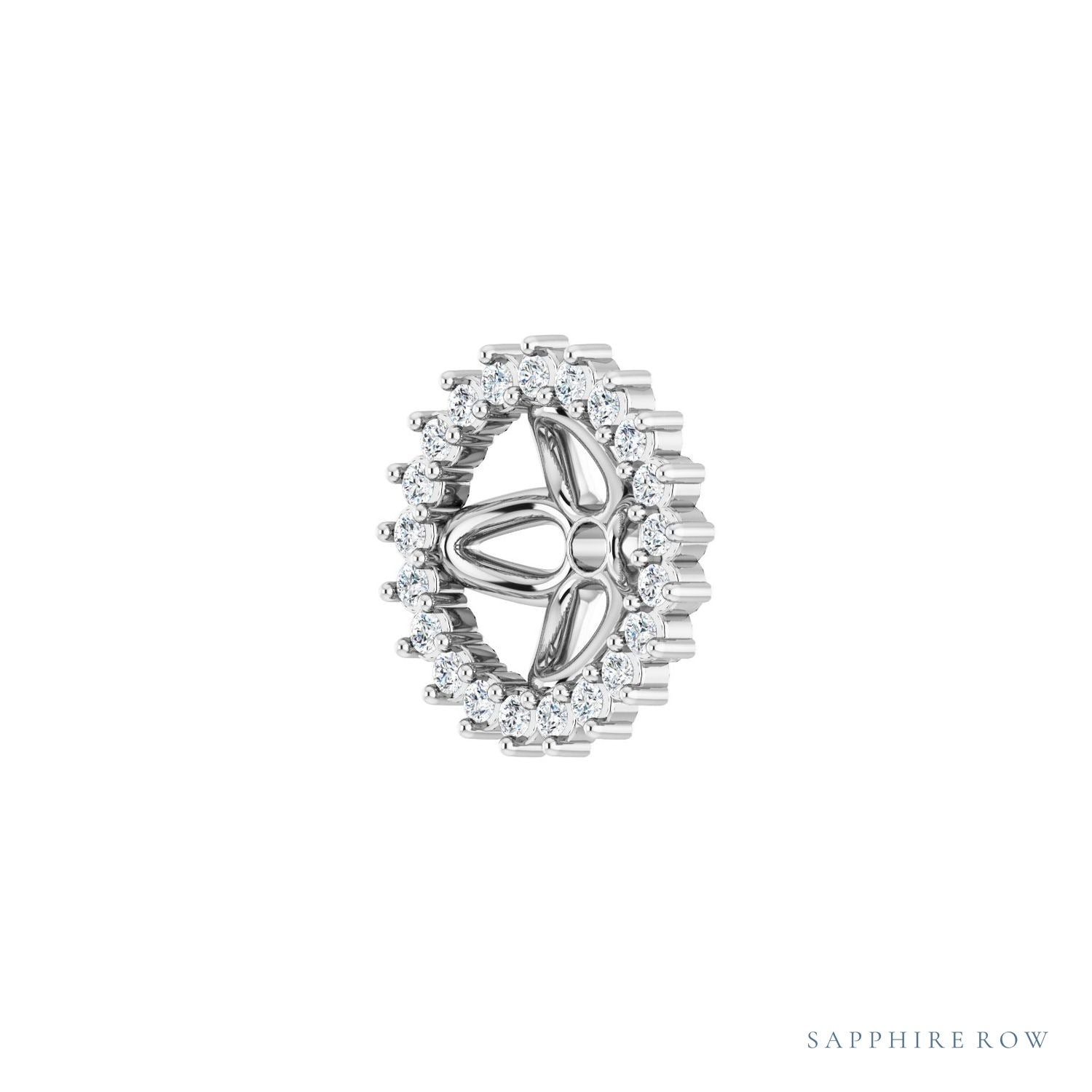 Sapphire Row Natural Diamond 3-Prong Halo Jacket Earrings - 14K White Gold, 6.5 mm (view 2)