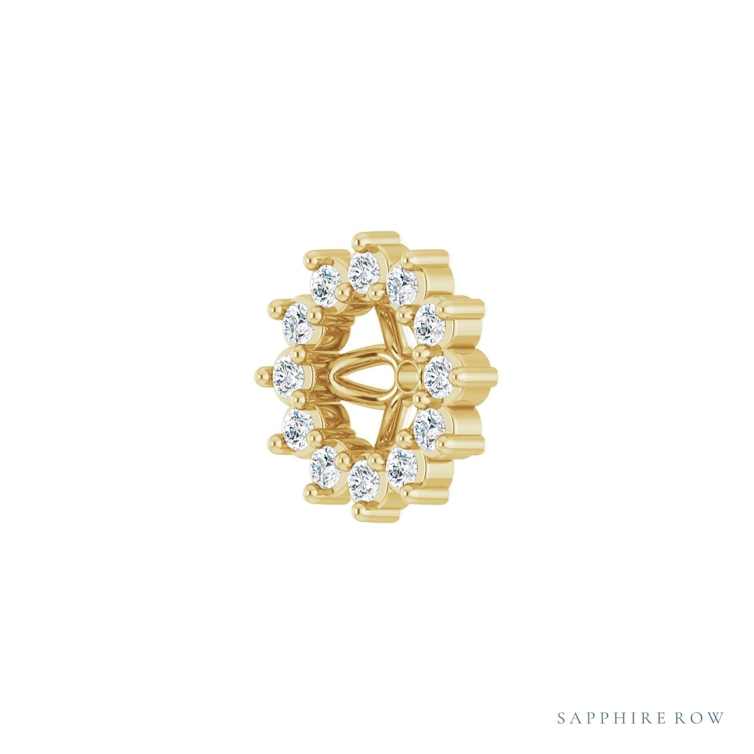 Sapphire Row Natural Diamond 3-Prong Halo Jacket Earrings - 14K Yellow Gold, 3.5 mm (view 2)