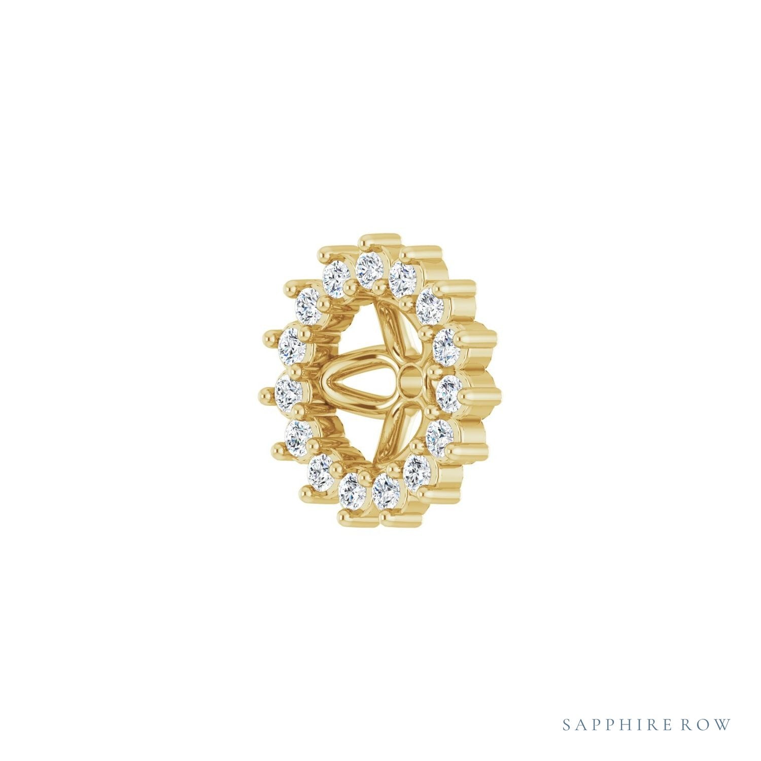 Sapphire Row Natural Diamond 3-Prong Halo Jacket Earrings - 14K Yellow Gold, 4.5 mm (view 2)