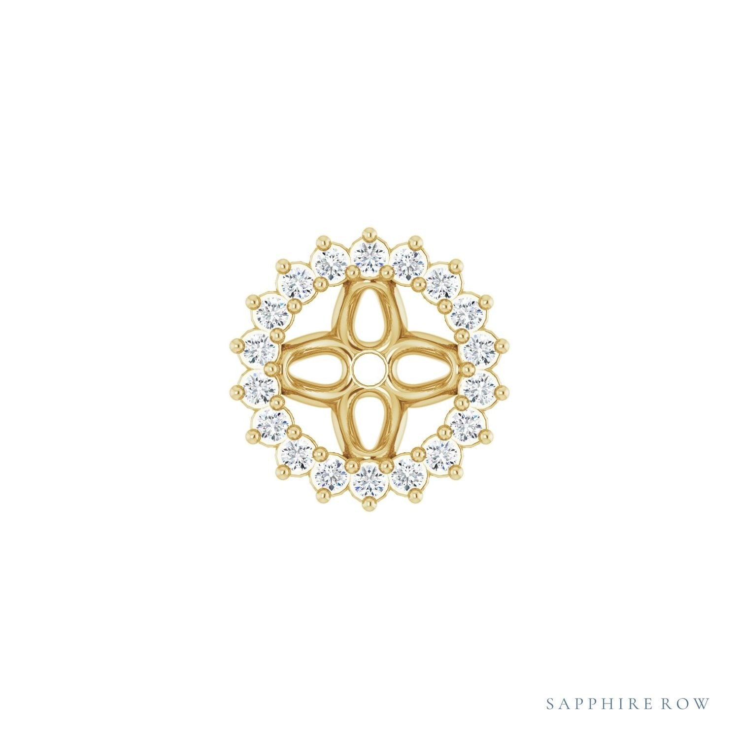 Sapphire Row Natural Diamond 3-Prong Halo Jacket Earrings - 14K Yellow Gold, 5.5 mm