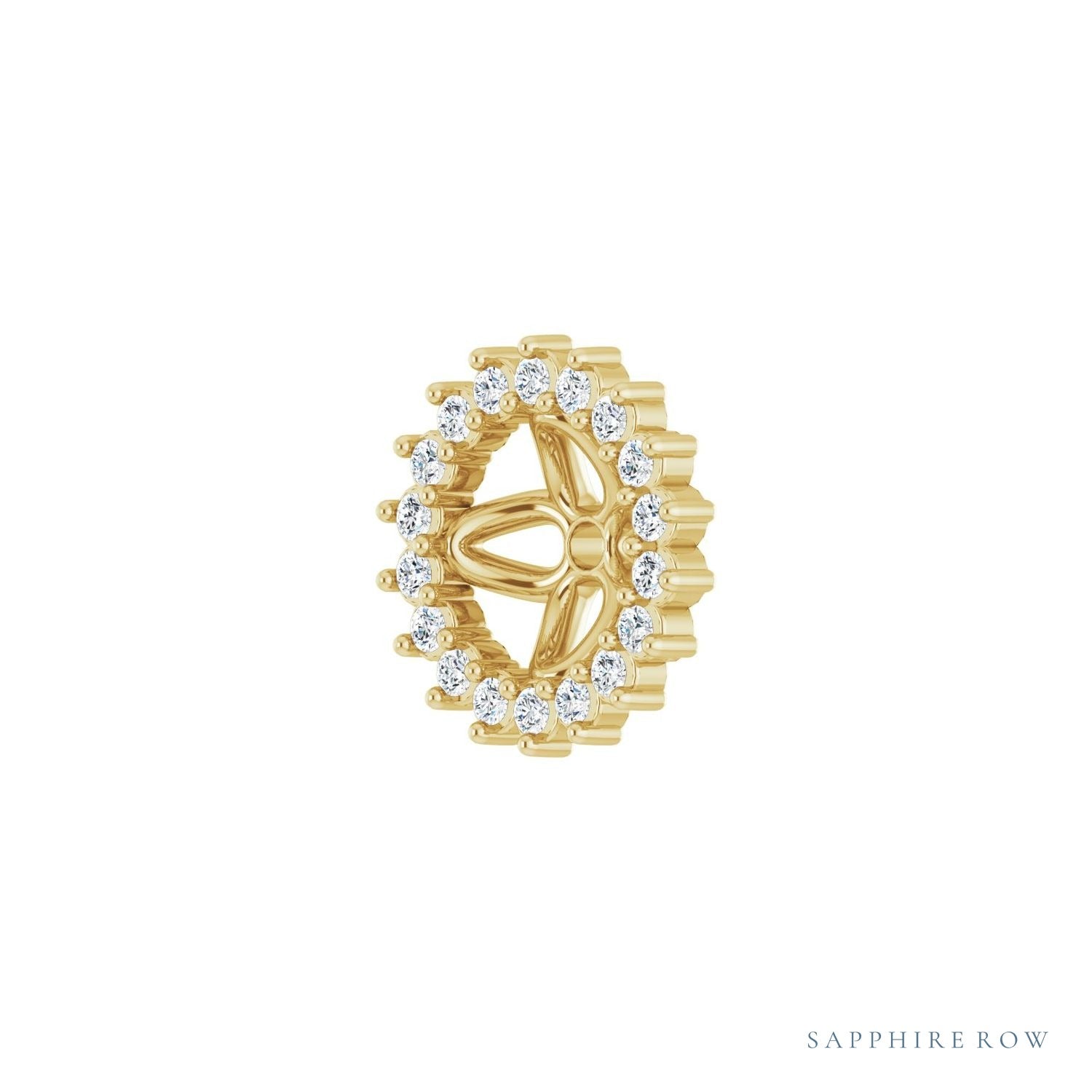 Sapphire Row Natural Diamond 3-Prong Halo Jacket Earrings - 14K Yellow Gold, 5.5 mm (view 2)