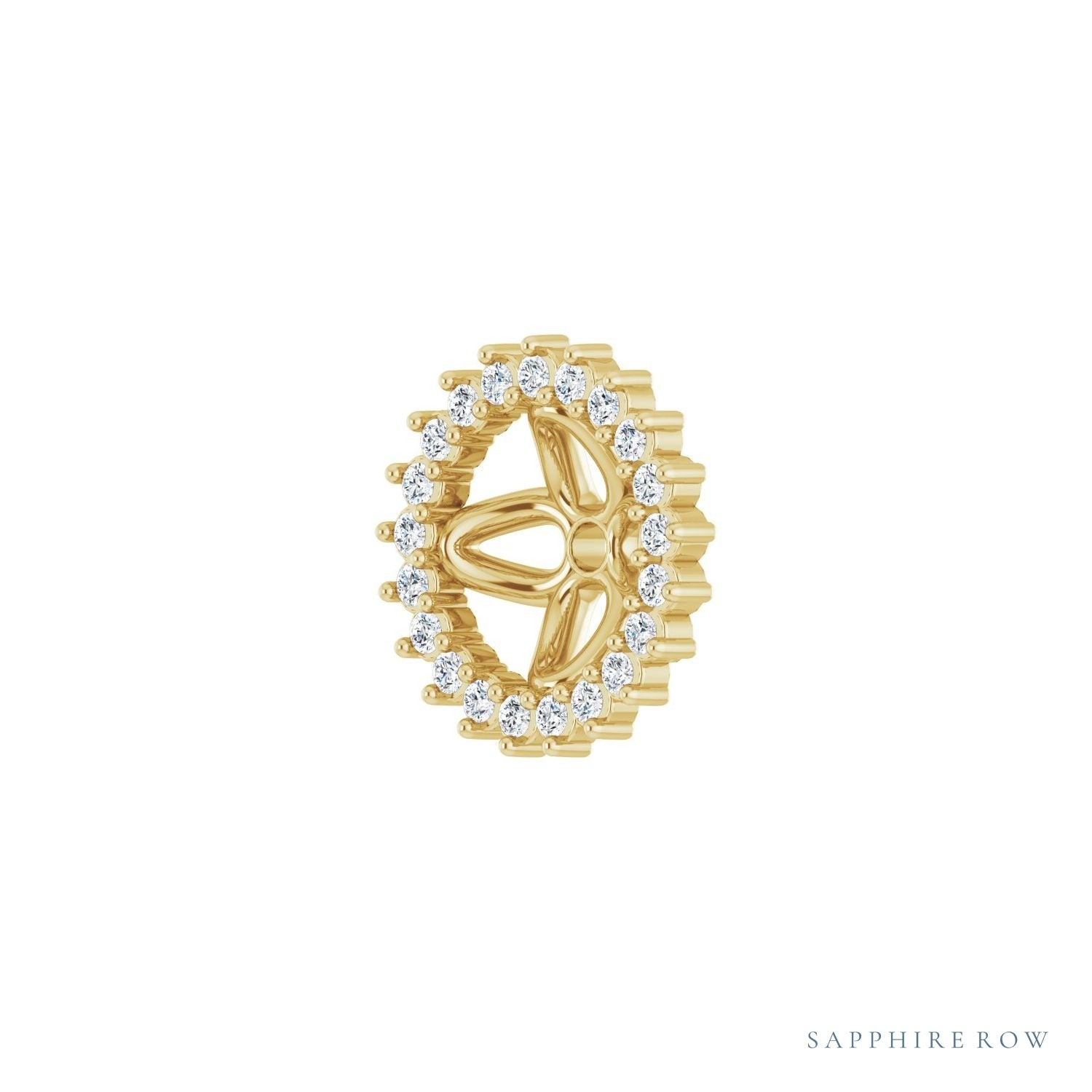 Sapphire Row Natural Diamond 3-Prong Halo Jacket Earrings - 14K Yellow Gold, 6.5 mm (view 2)