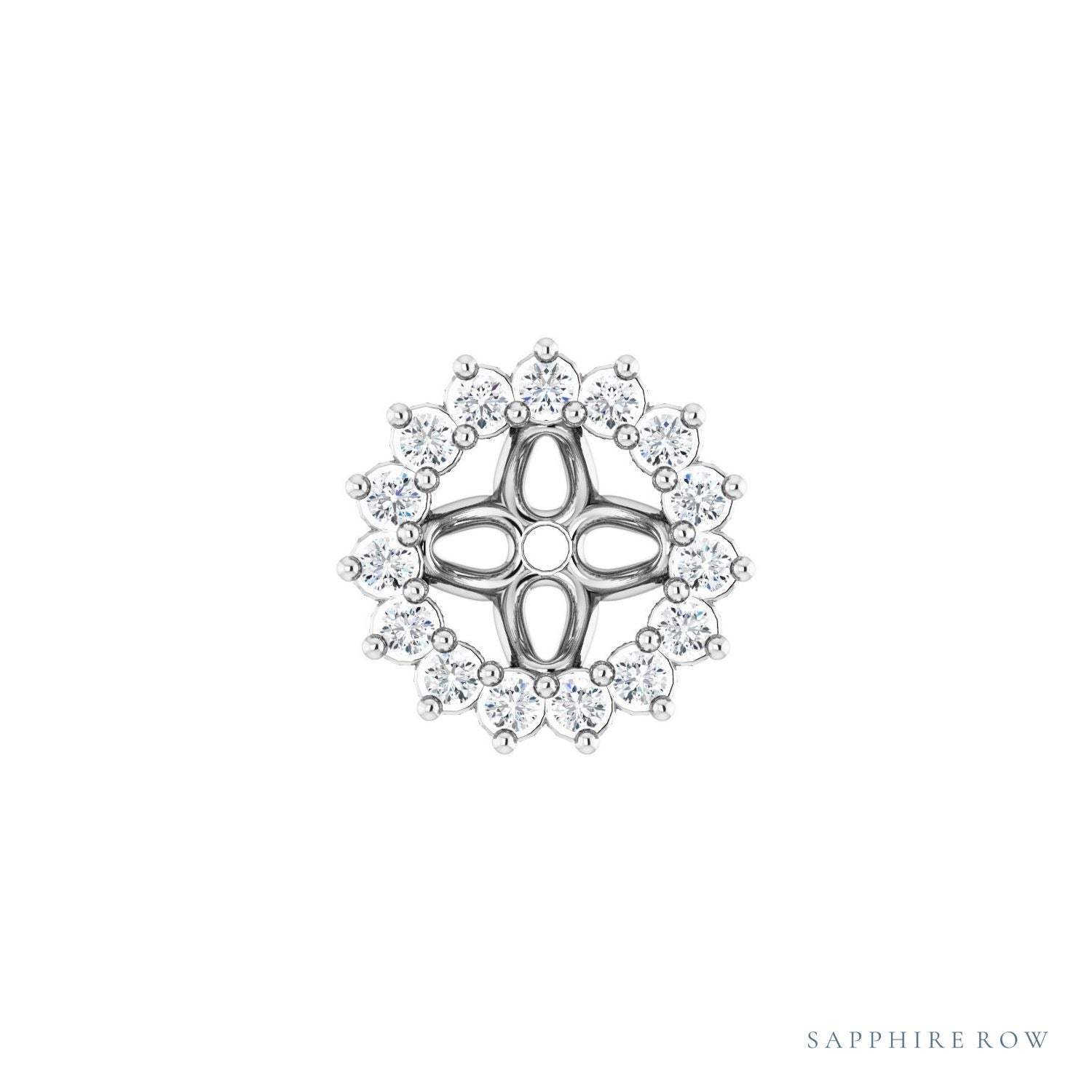Sapphire Row Natural Diamond 3-Prong Halo Jacket Earrings - Platinum, 4.5 mm