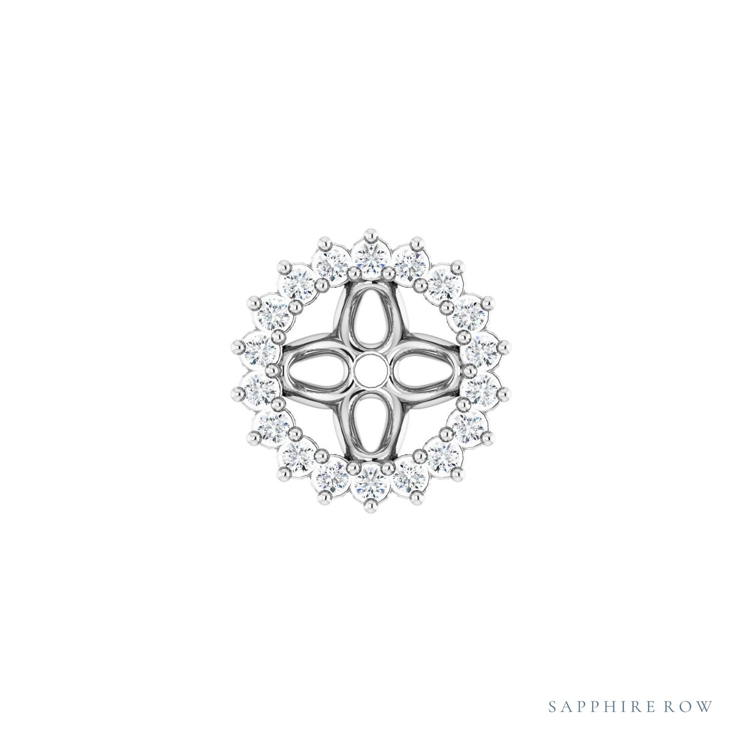 Sapphire Row Natural Diamond 3-Prong Halo Jacket Earrings - Platinum, 5.5 mm