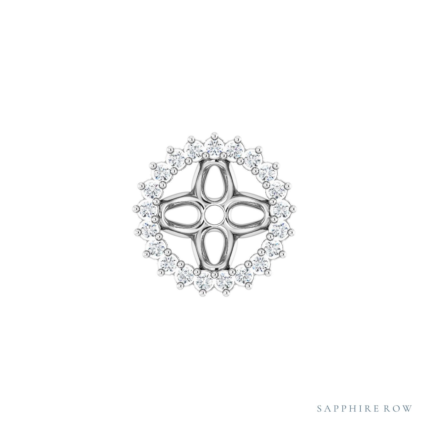 Sapphire Row Natural Diamond 3-Prong Halo Jacket Earrings - Platinum, 6.5 mm