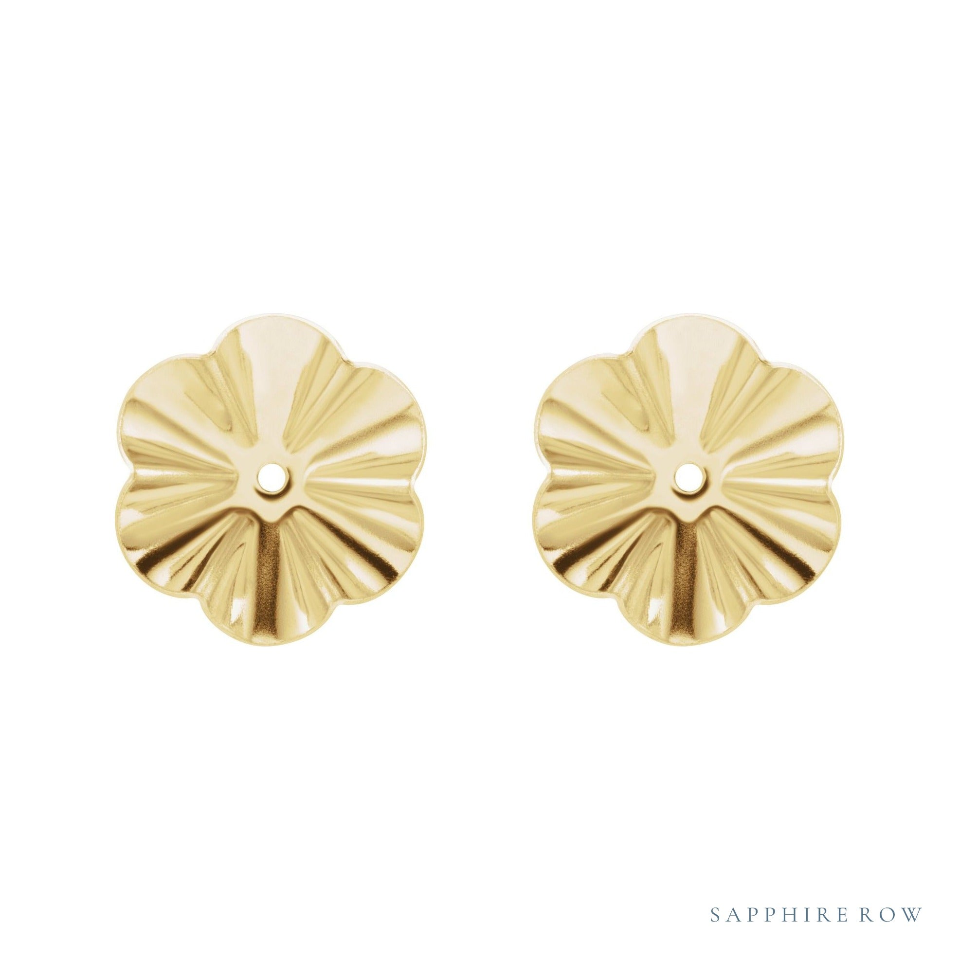 Sapphire Row Textured Gold Buttercup Jacket Earrings - 6.8 mm (view 2)