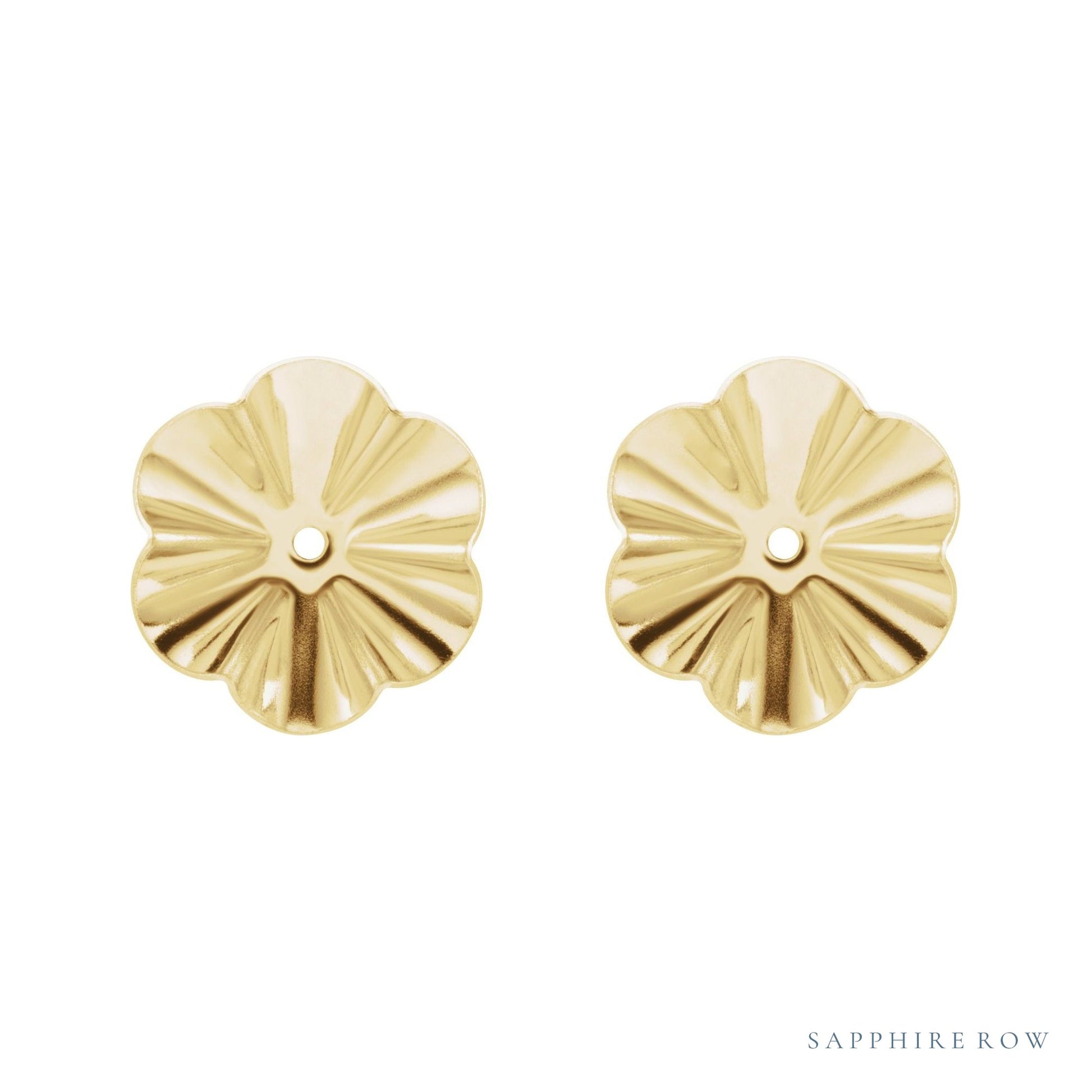 Sapphire Row Textured Gold Buttercup Jacket Earrings - 6.8 mm (view 2)