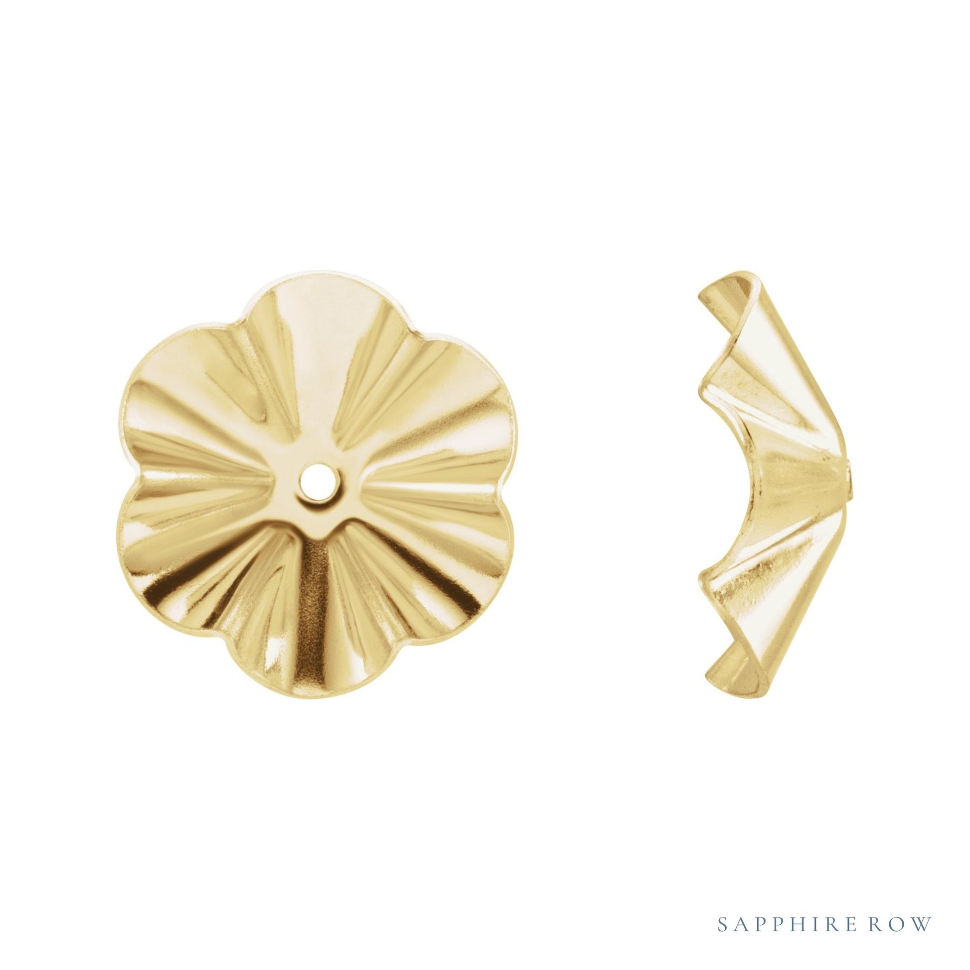 Sapphire Row Textured Gold Buttercup Jacket Earrings - 9 mm