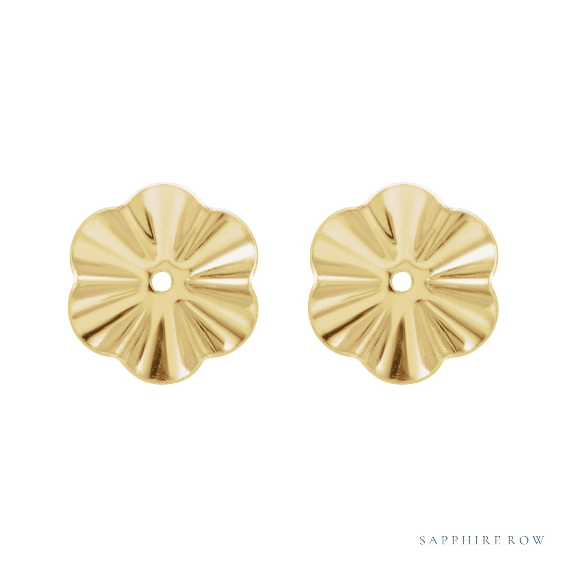 Sapphire Row Textured Gold Buttercup Jacket Earrings - 9 mm (view 2)