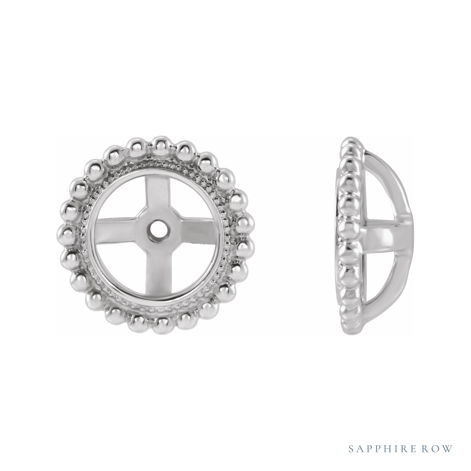 Sapphire Row Gold Beaded Halo Jacket Earrings - Platinum