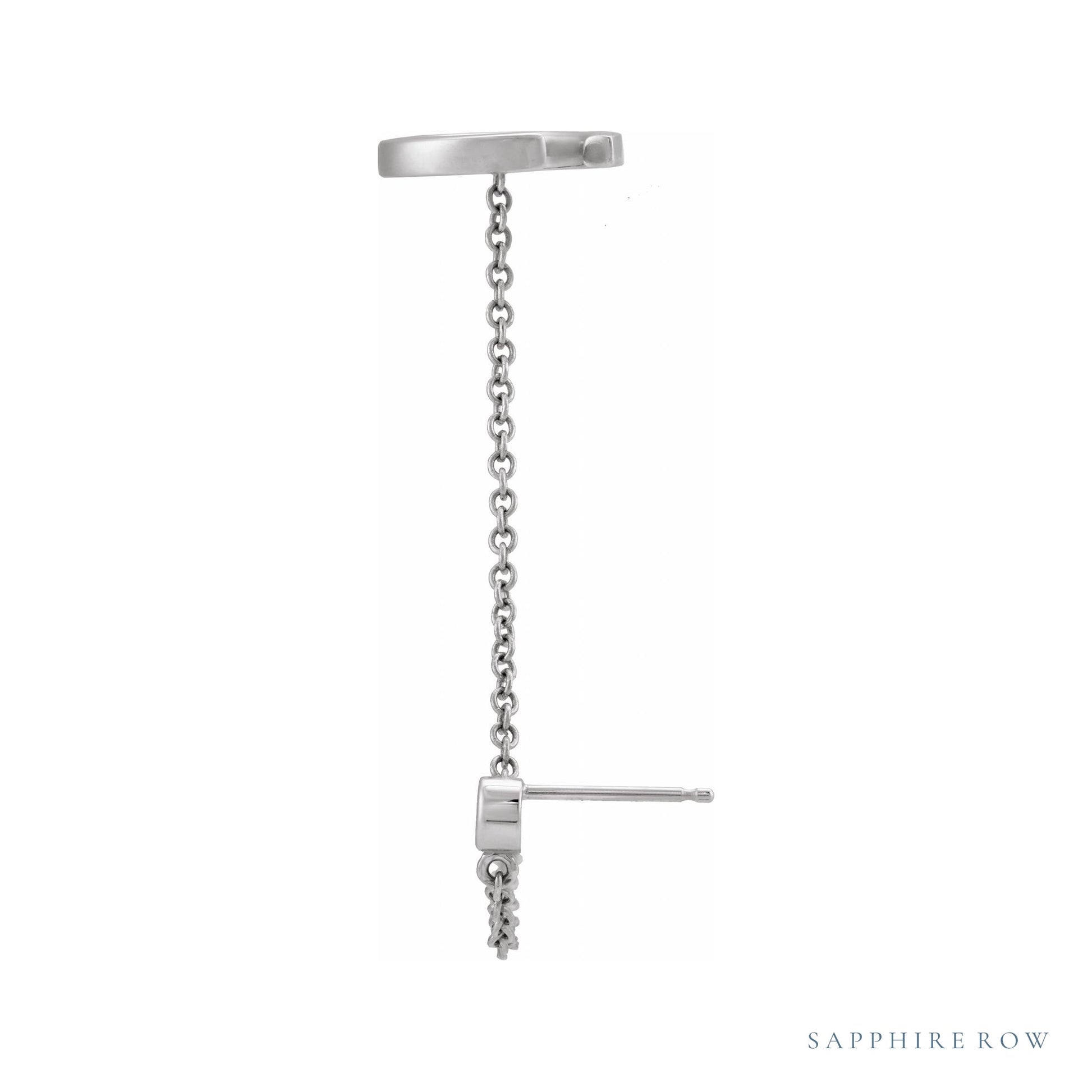 Sapphire Row Natural Diamond Chain Ear Cuff - Platinum (view 2)