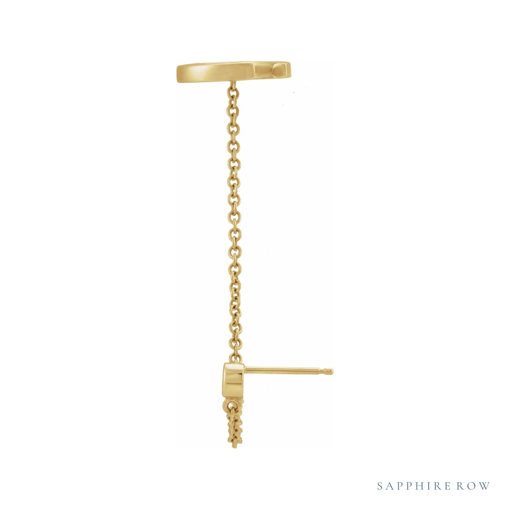 Sapphire Row Natural Diamond Chain Ear Cuff - 14K Yellow Gold (view 2)
