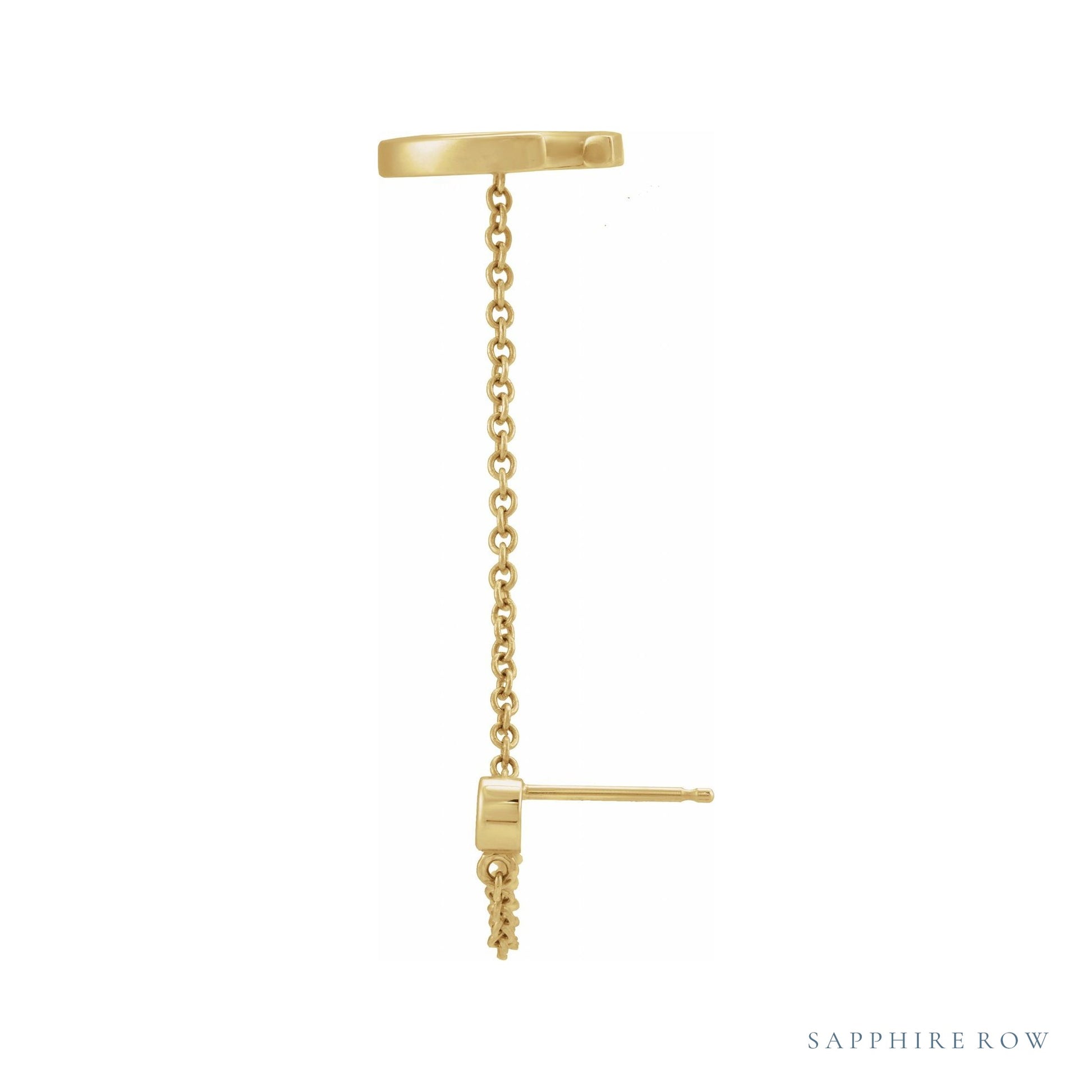 Sapphire Row Natural Diamond Chain Ear Cuff - 14K Yellow Gold (view 2)
