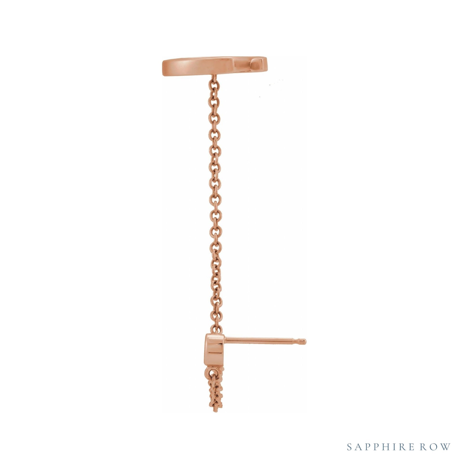Sapphire Row Natural Diamond Chain Ear Cuff - 14K Rose Gold (view 2)