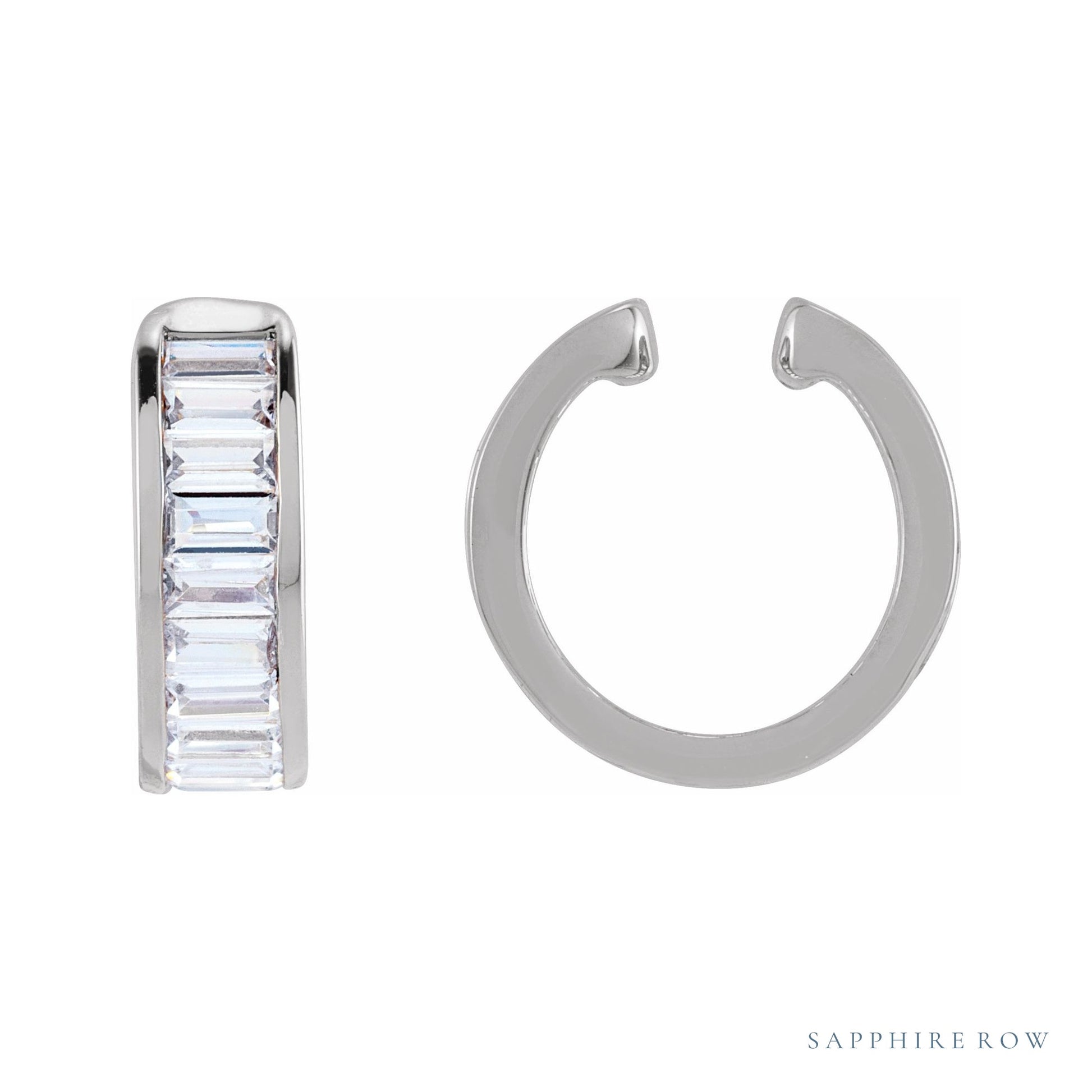 Sapphire Row Lab-Grown Diamond Channel-Set Ear Cuff - 14K White Gold