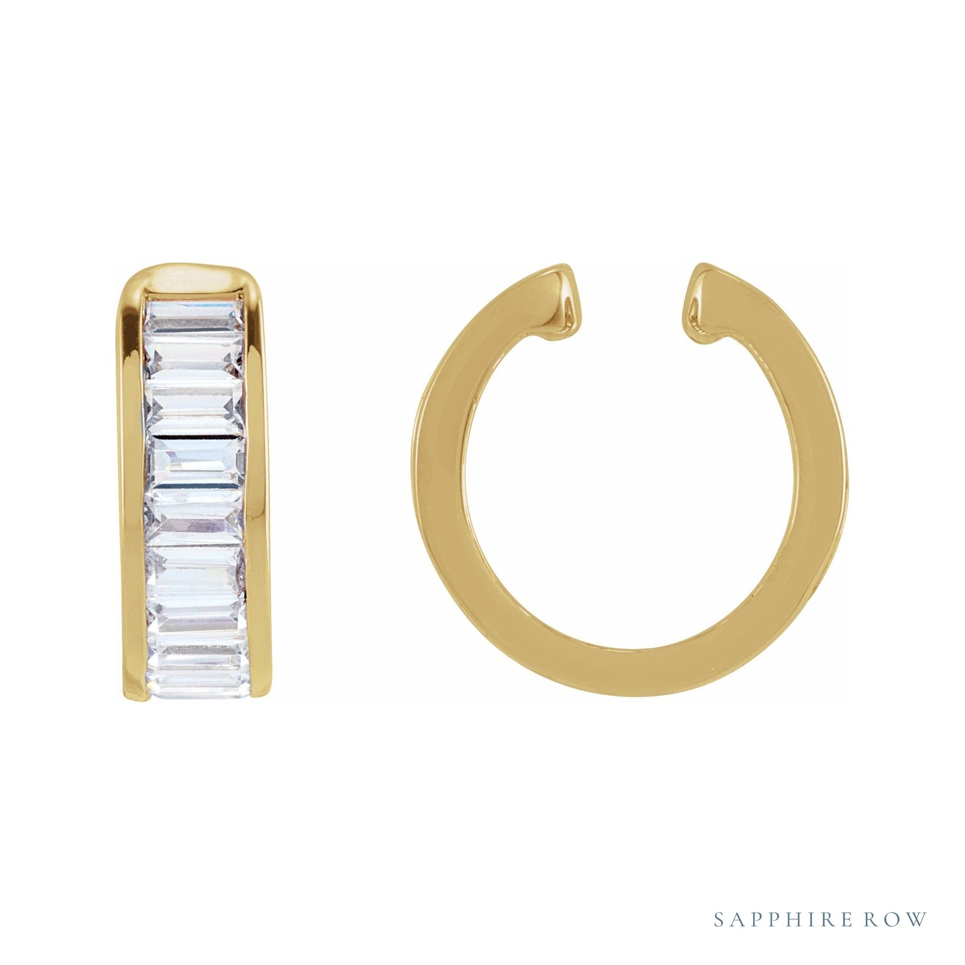 Sapphire Row Lab-Grown Diamond Channel-Set Ear Cuff - 14K Yellow Gold