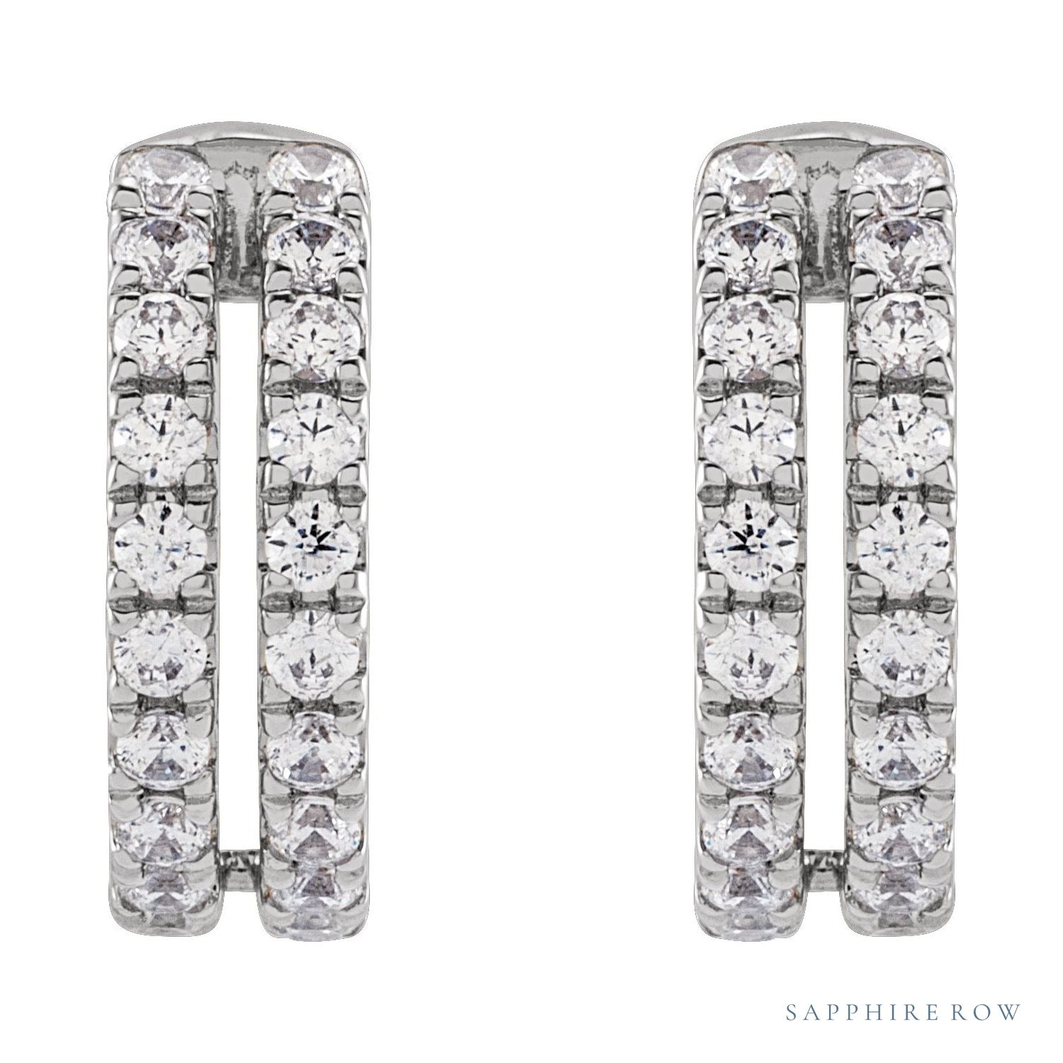 Sapphire Row Lab-Grown Diamond Double Pavé Ear Cuff - 14K White Gold (view 2)