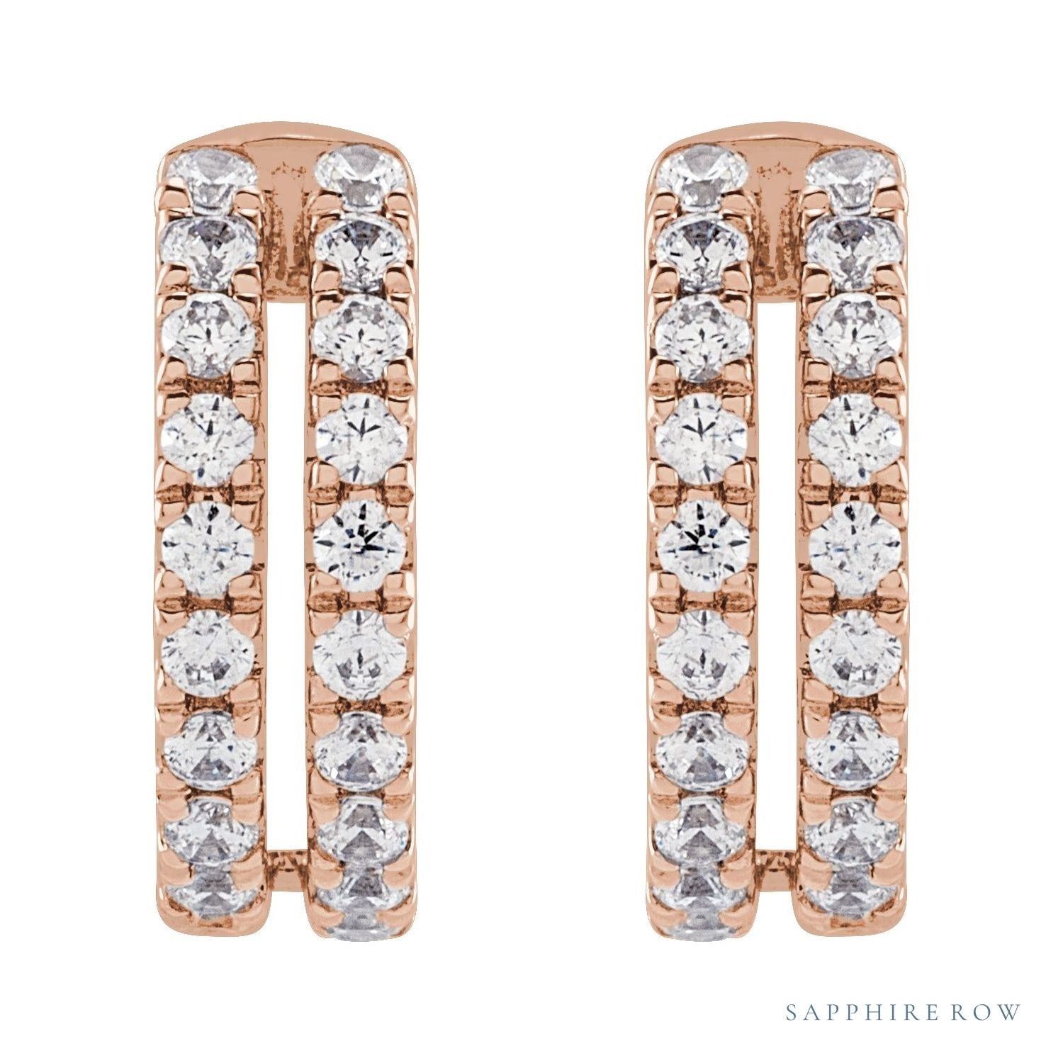 Sapphire Row Lab-Grown Diamond Double Pavé Ear Cuff - 14K Rose Gold (view 2)