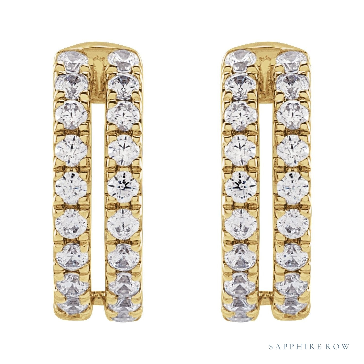 Sapphire Row Lab-Grown Diamond Double Pavé Ear Cuff - 14K Yellow Gold (view 2)