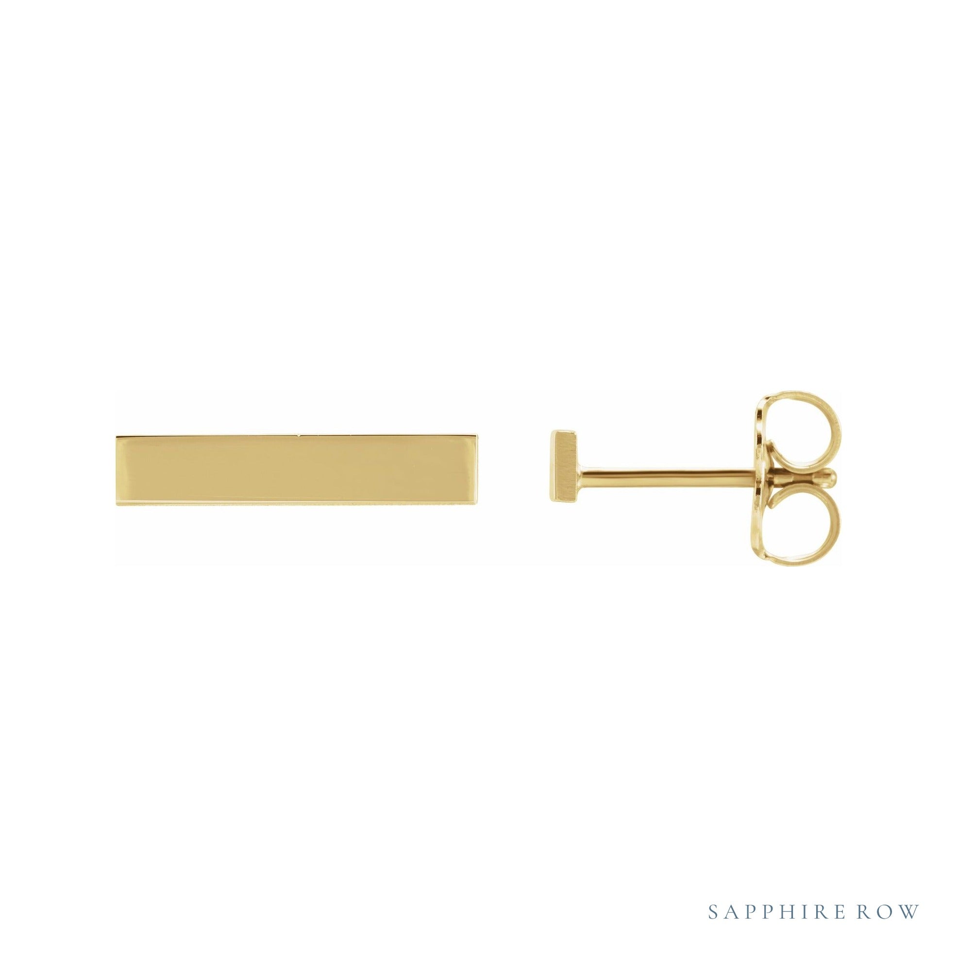 Sapphire Row Engravable Bar Earrings - 14K Yellow Gold