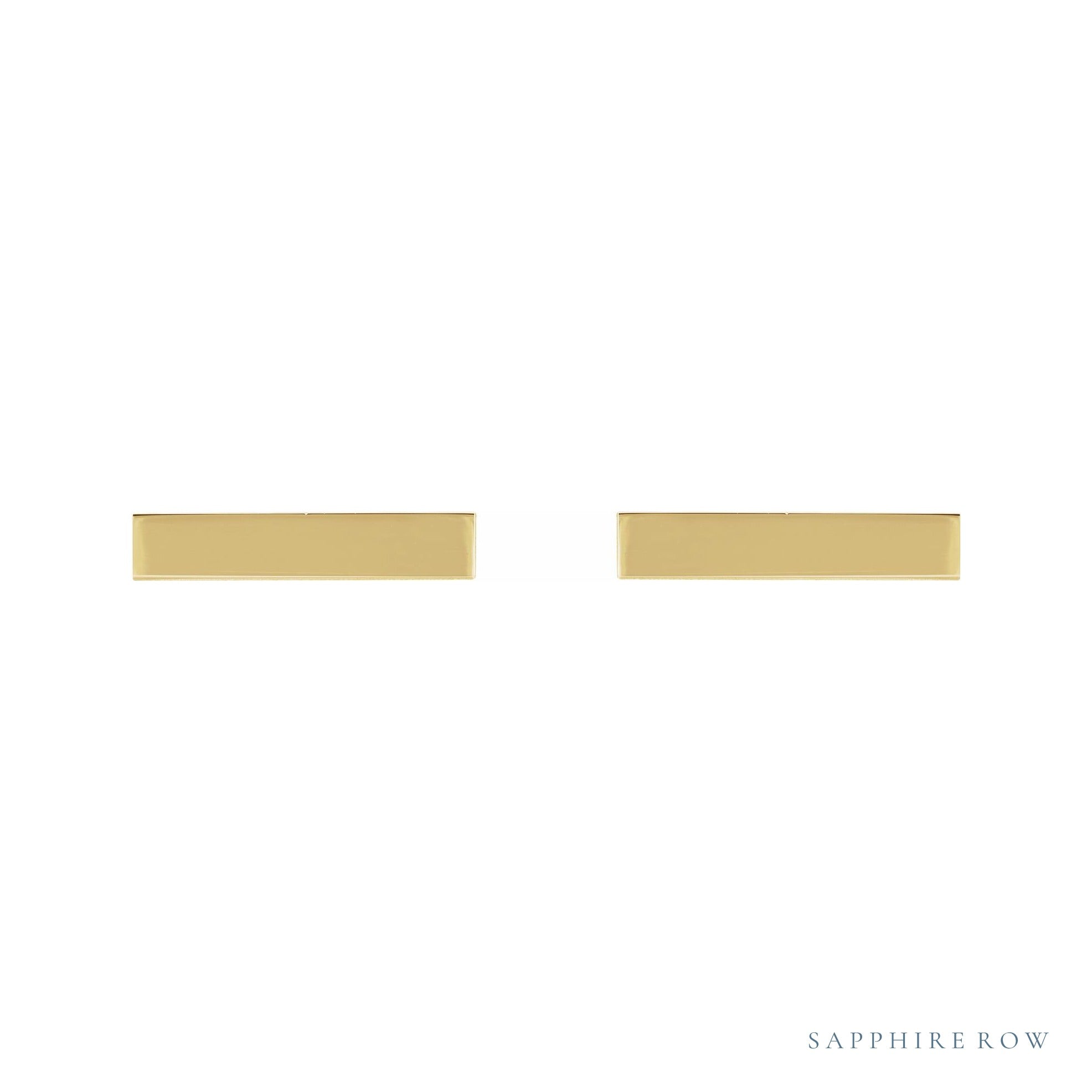 Sapphire Row Engravable Bar Earrings - 14K Yellow Gold (view 2)